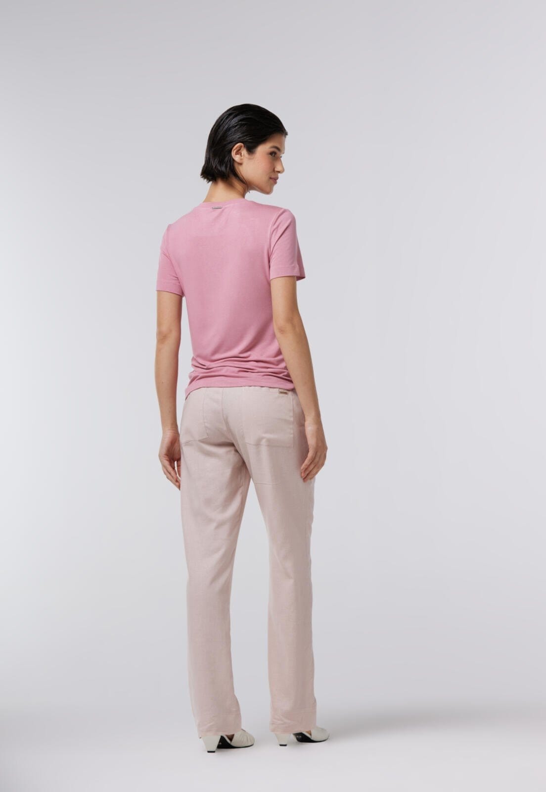 Vista 2 Calça Linho Traymon Cintura Alta Rose Vintage Traymon rosê rose