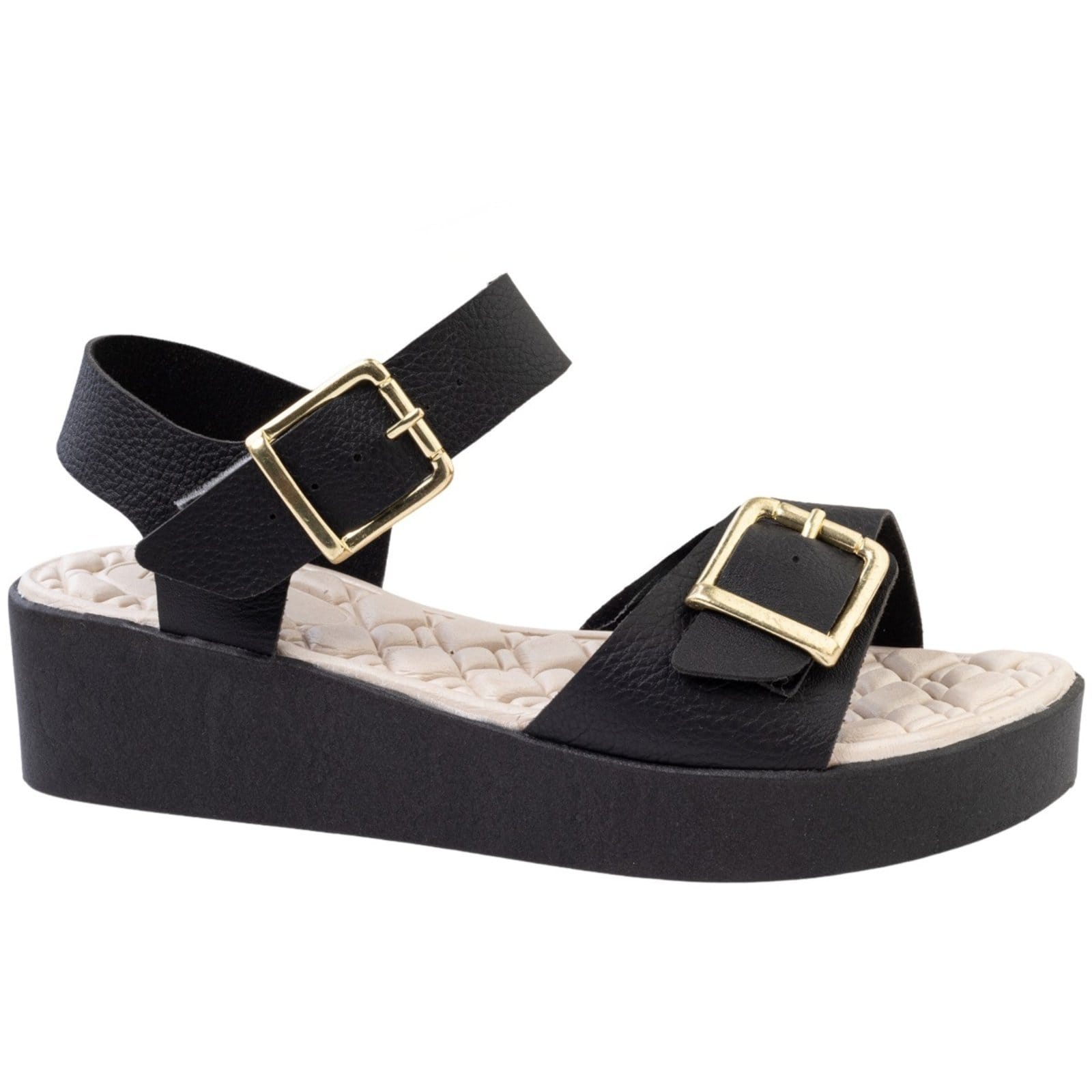 Vista 2 Sandália Feminina Ortopédica Anabela De Fivela Confortável Versátil Dia a Dia Via Angel 85.03 VIA ANGEL caramelo