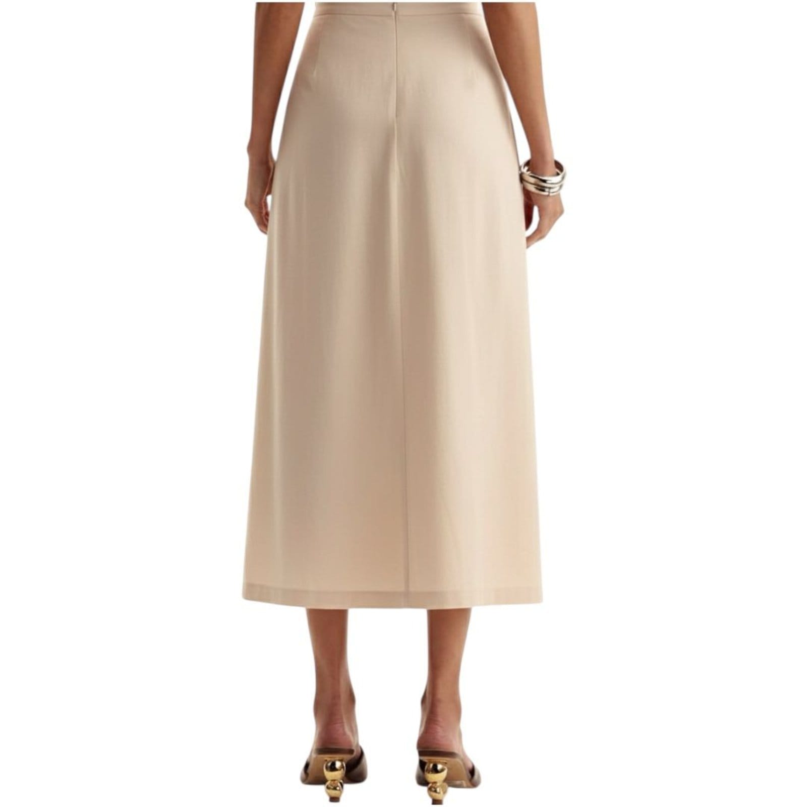 Vista 2 Saia Linho Comfort Midi com Zíper Triton Affogato Triton bege