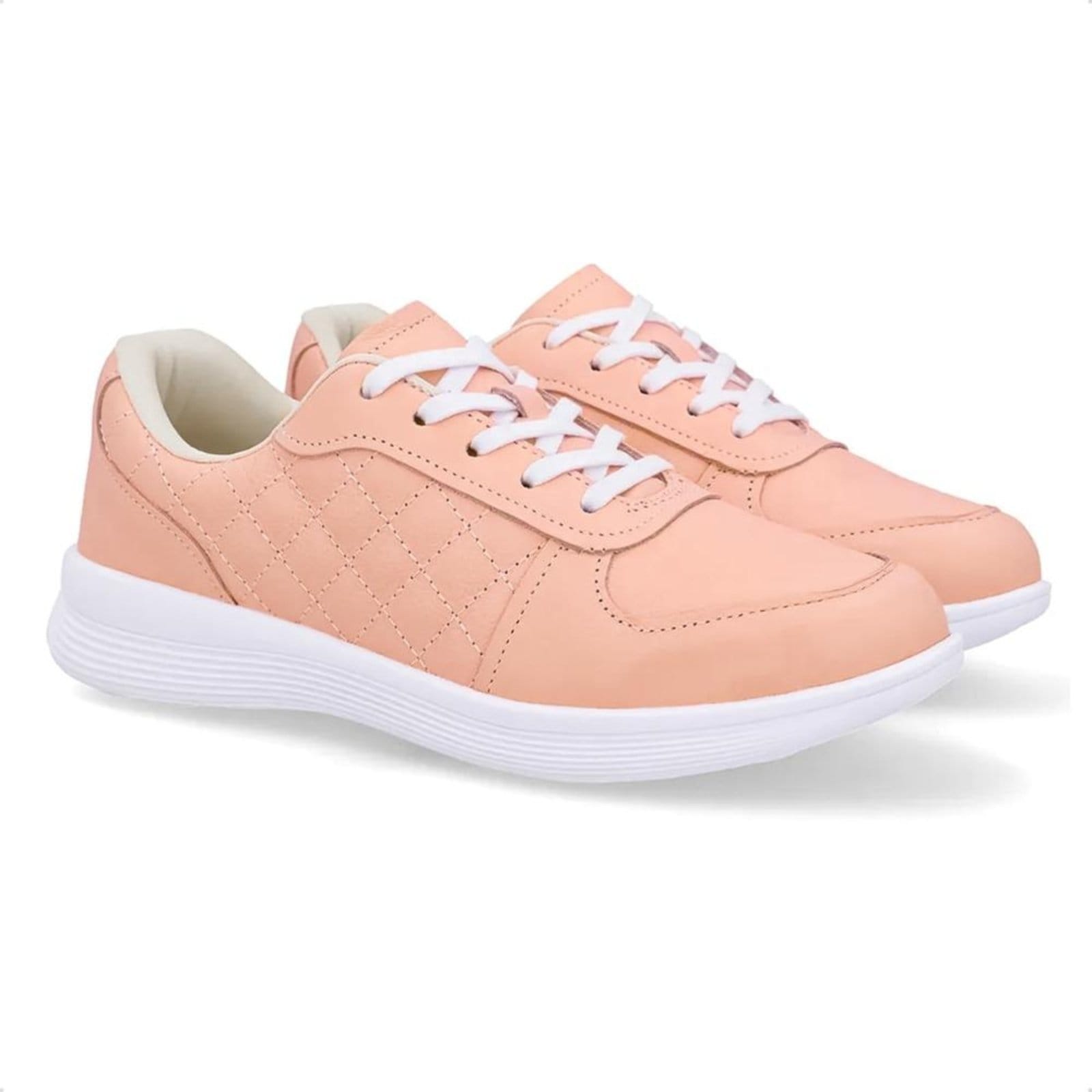 Vista 2 Tênis Usaflex Feminino Matelassê Couro Casual UD02003 Usaflex rosa
