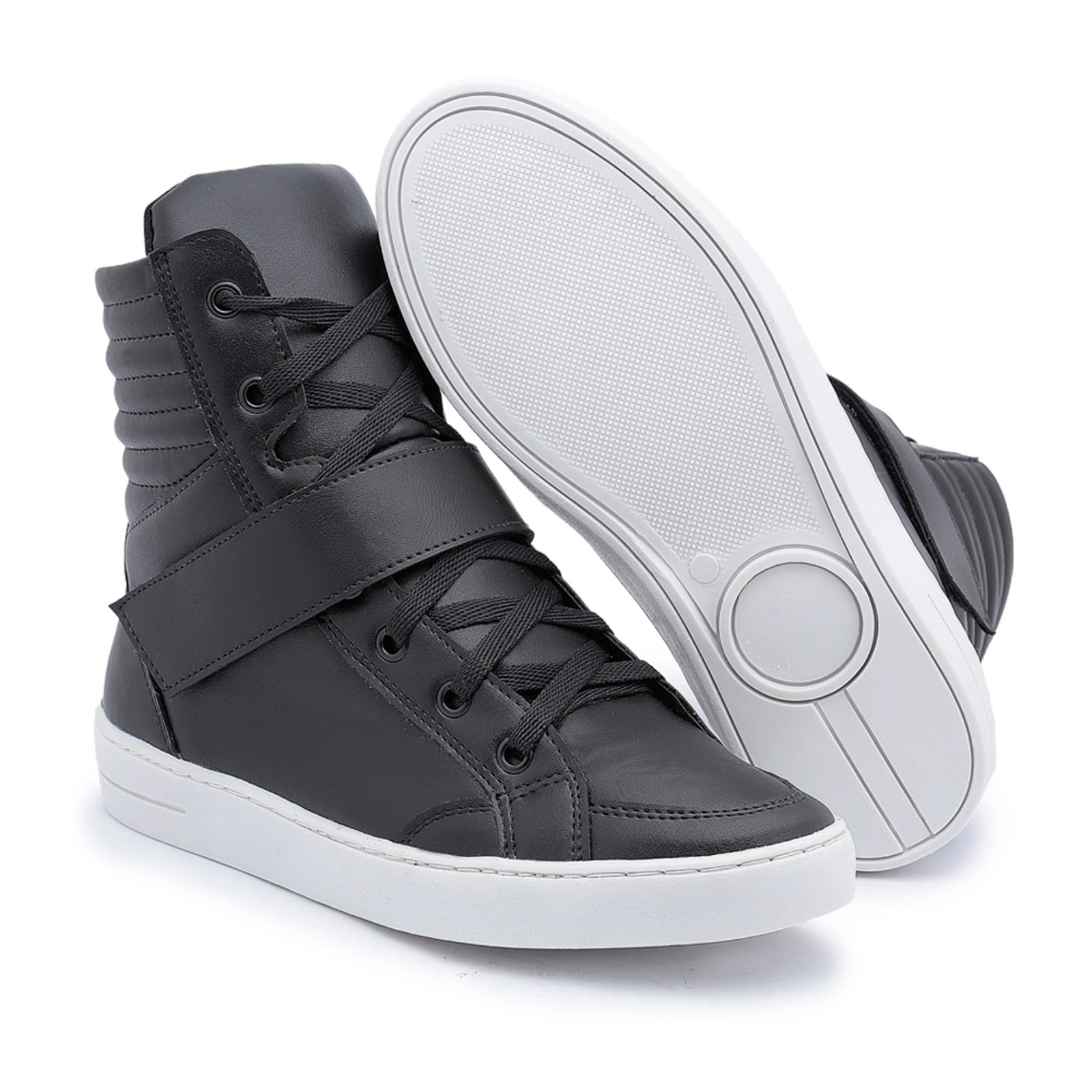 Vista principal Tênis Cano Alto Fitness Casual Nine4 Estiloso dia a dia Confortável Nine4 grafite/preto/unico