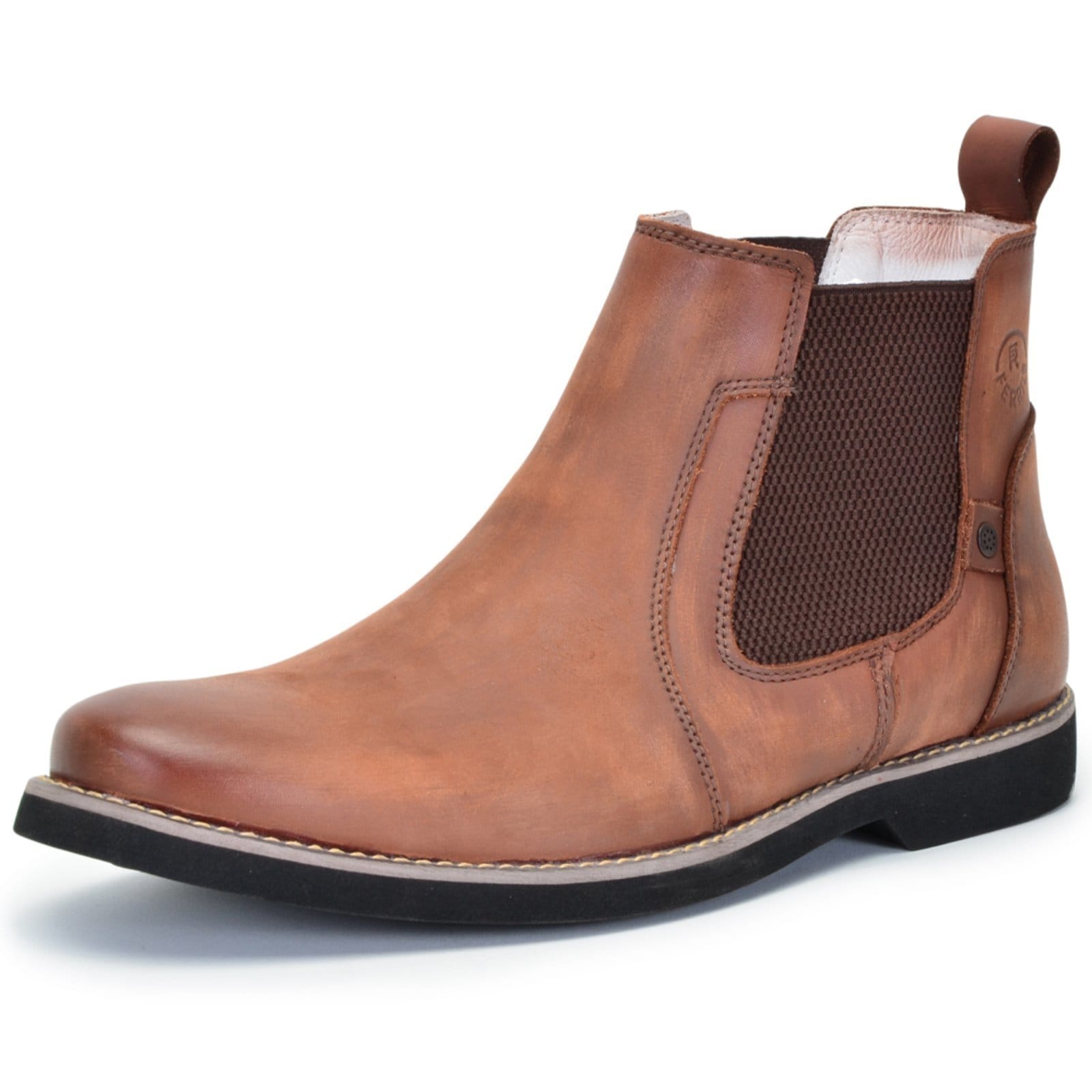 Vista principal Botina Chelsea Masculina Ferrile Em Couro Rústico Havana Forro De Couro 22023 Ferrile café