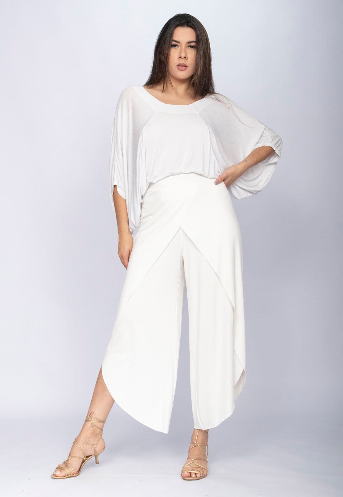 Calça Amazonia Vital Pantacourt Garatéa Transpassada Malha Branca