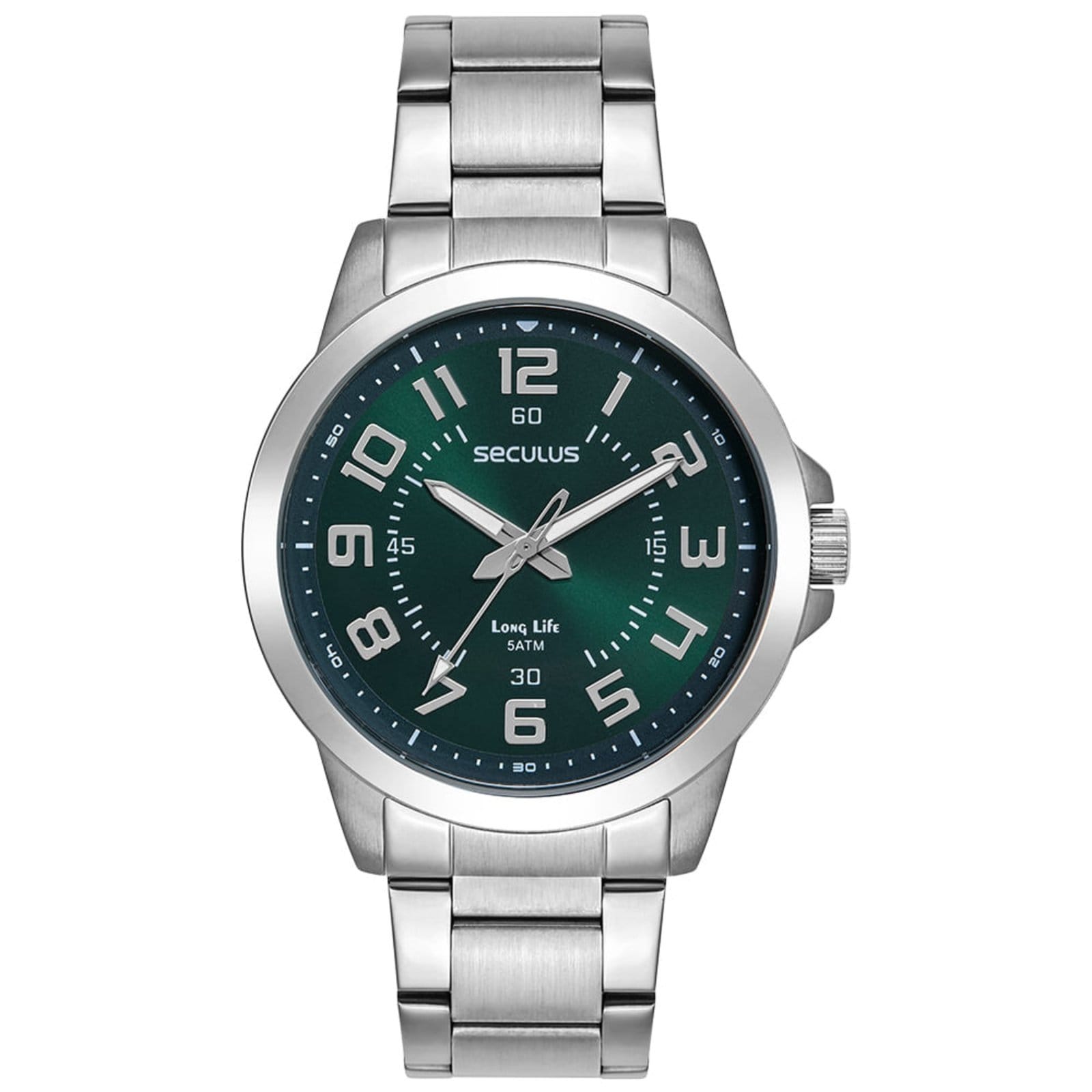Vista principal Relógio Masculino Seculus Casual Aço Mostrador Verde Seculus prata verde