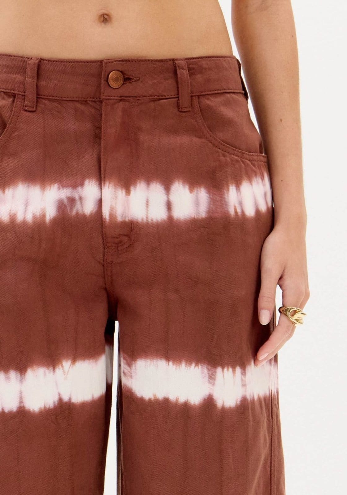 Vista 2 Calça Sarja Wide Leg Cintura Média My Favorite Things bege