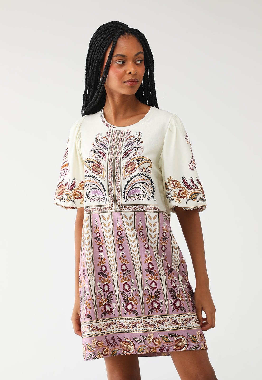 Vista principal Vestido FARM Curto Tshirt Mg Fofa Ananda Off-White FARM off-white white