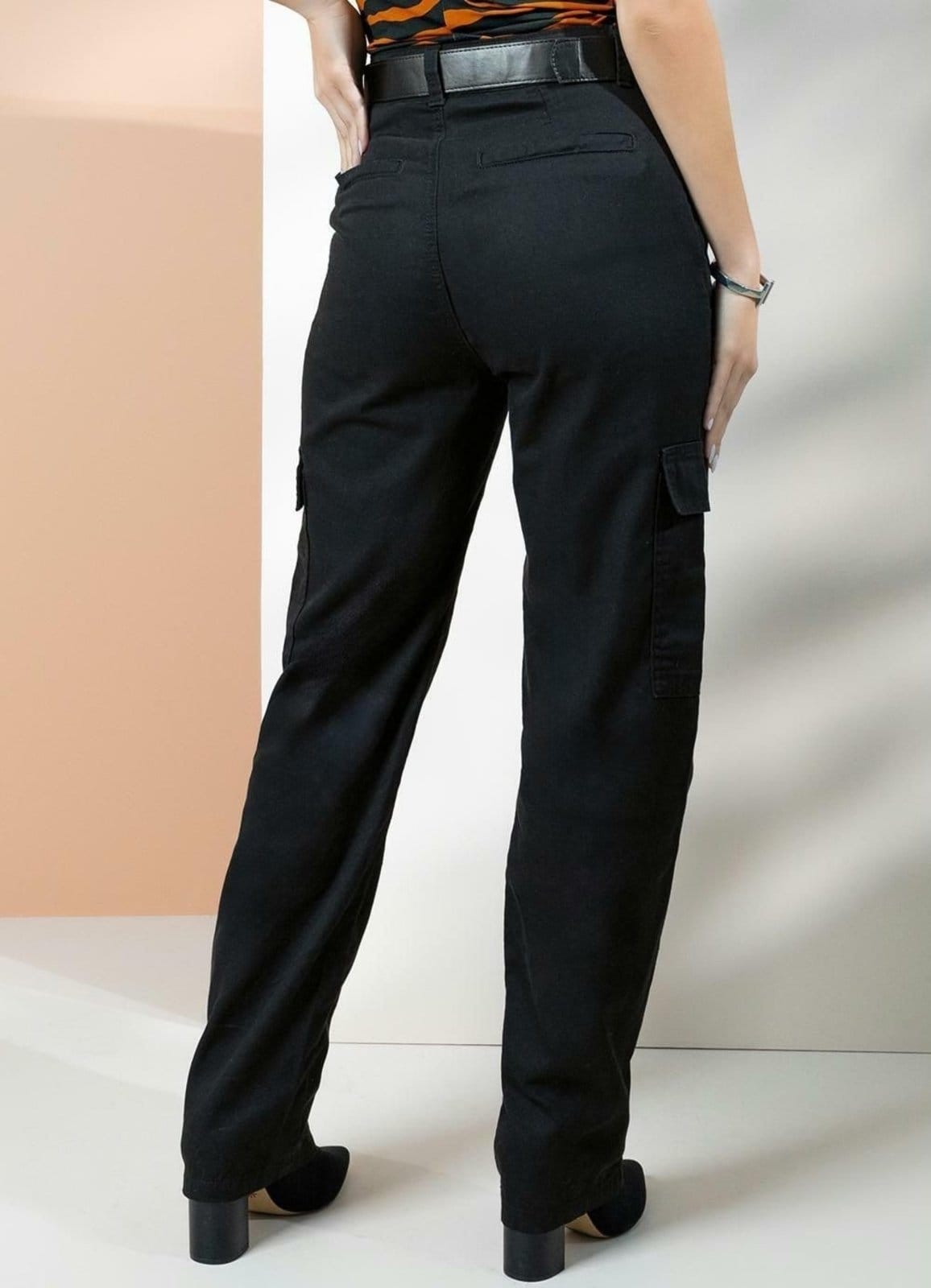 Vista 2 Calça Cargo Preta Colorido Quintess preto