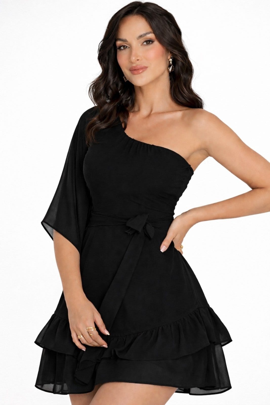 Vestido Mula Manca Viscose Manga Flare Com Shorts