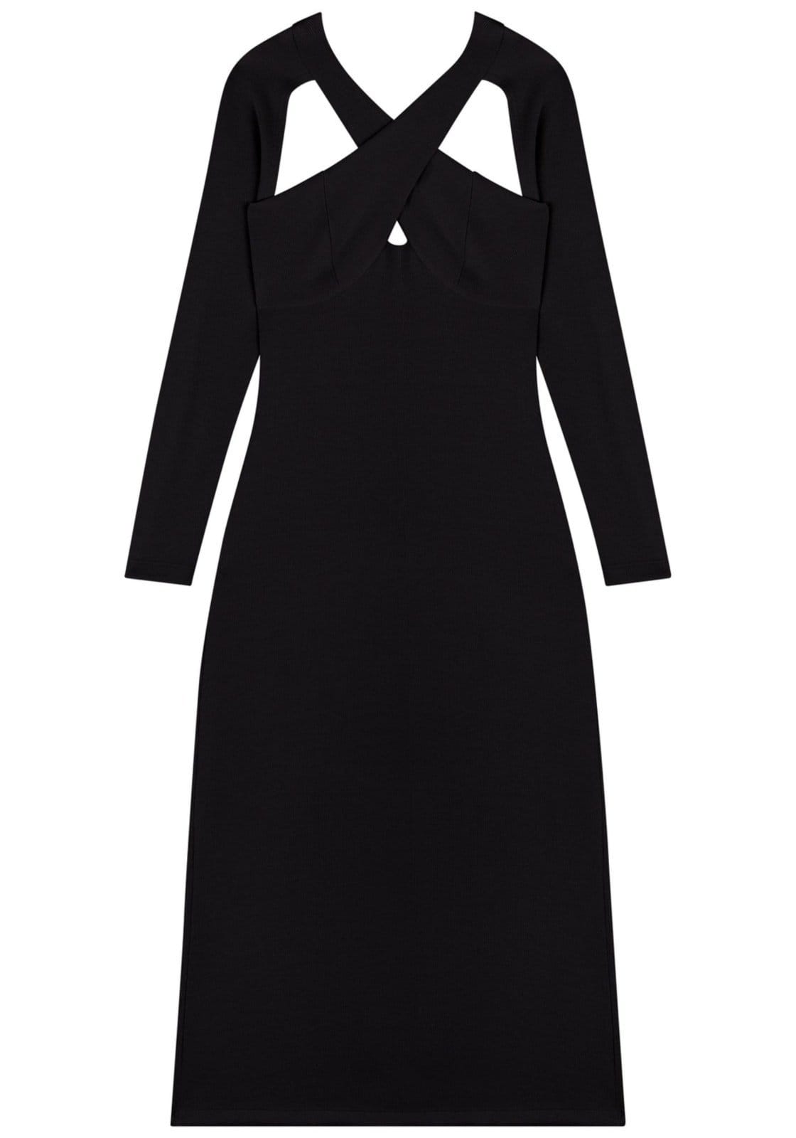 Vista 2 Vestido Lez a Lez Midi Chá De Mangas Longas Com Recortes Frontais Lez a Lez poás