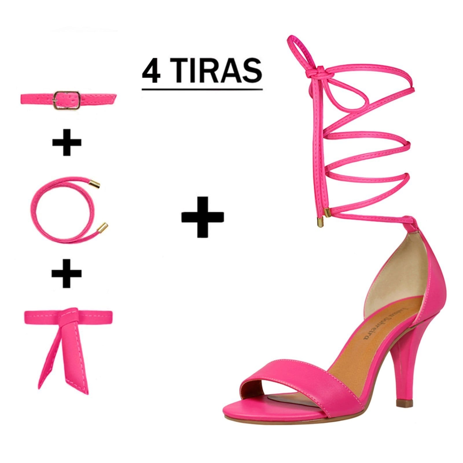 Sandália Troca Tira Salto Alto Fino Luiza Sobreira Pink Mod. 2170-2