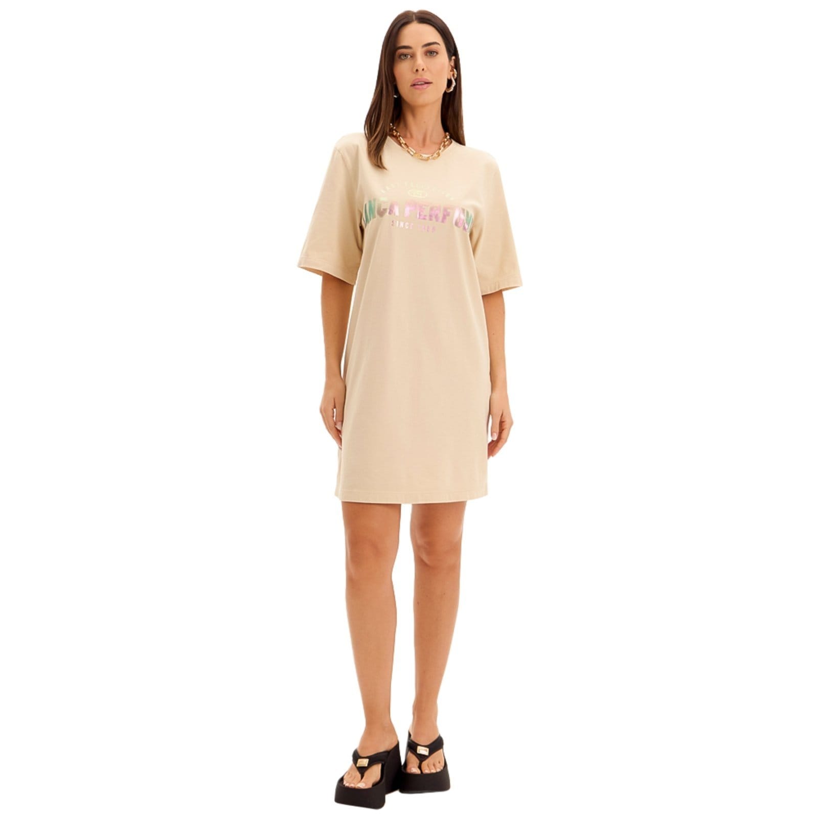 Vista principal Vestido Easy Lança Perfume T Dress Pr25 Feminino Easy Lança perfume bege