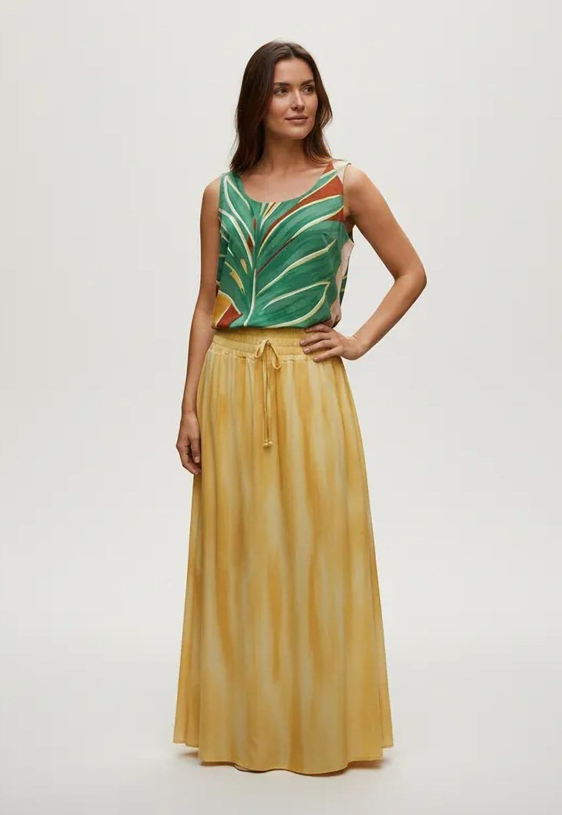 Vista principal Saia Amazonia Vital Longa Viscose Tie Dye Amarela Amazonia Vital amarelo