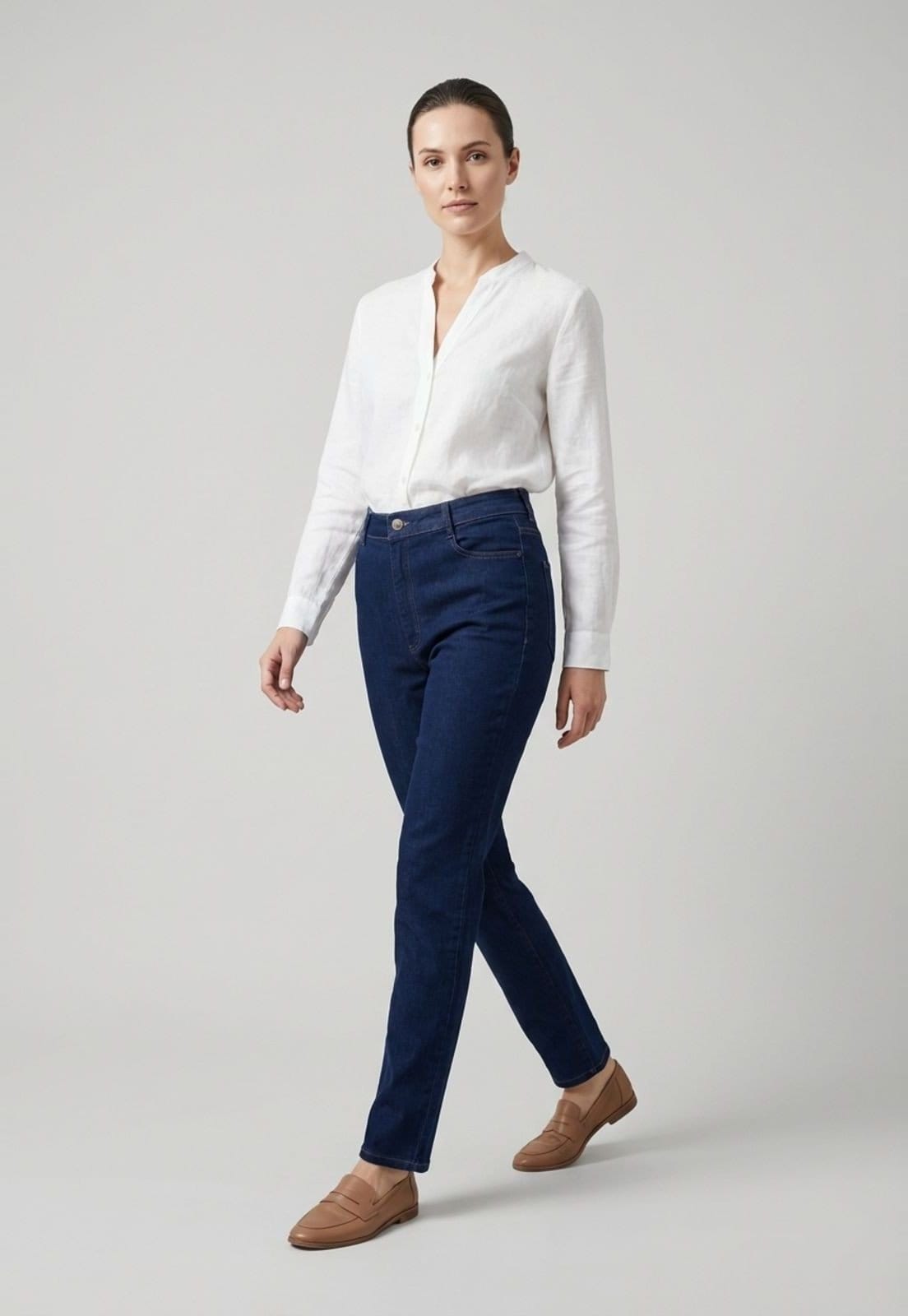 Vista 2 Calça Jeans Feminina Colcci Jeans Cintura Alta Escuro Colcci Jeans azul