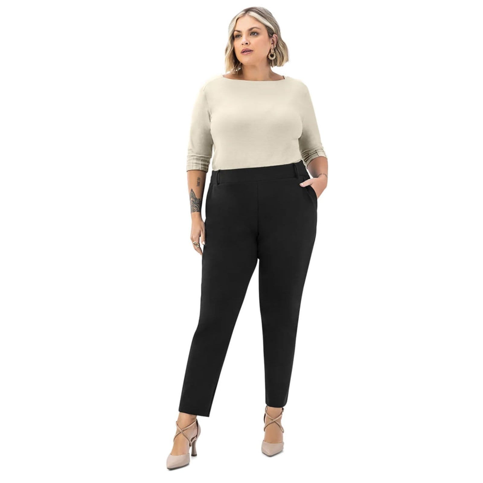 Vista 2 Calça Feminina Rovitex Plus Size Alfaiataria Rovitex preto