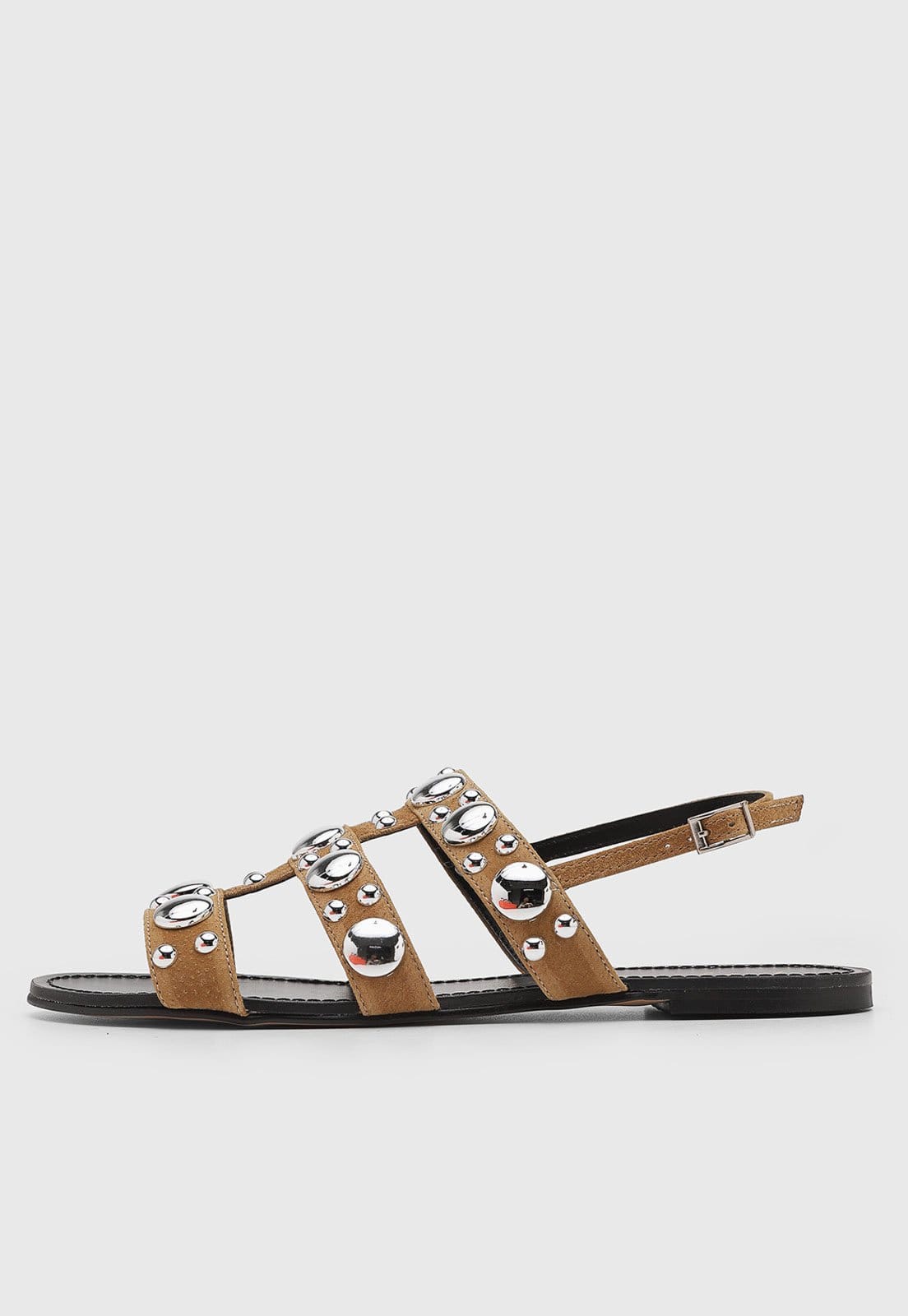 Vista principal Rasteira Feminina Luiza Barcelos Tiras Tachas Luiza Barcelos caramelo