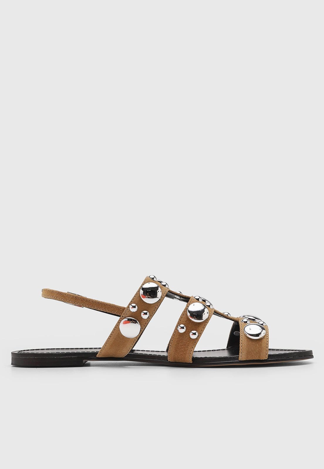 Vista 2 Rasteira Feminina Luiza Barcelos Tiras Tachas Luiza Barcelos caramelo