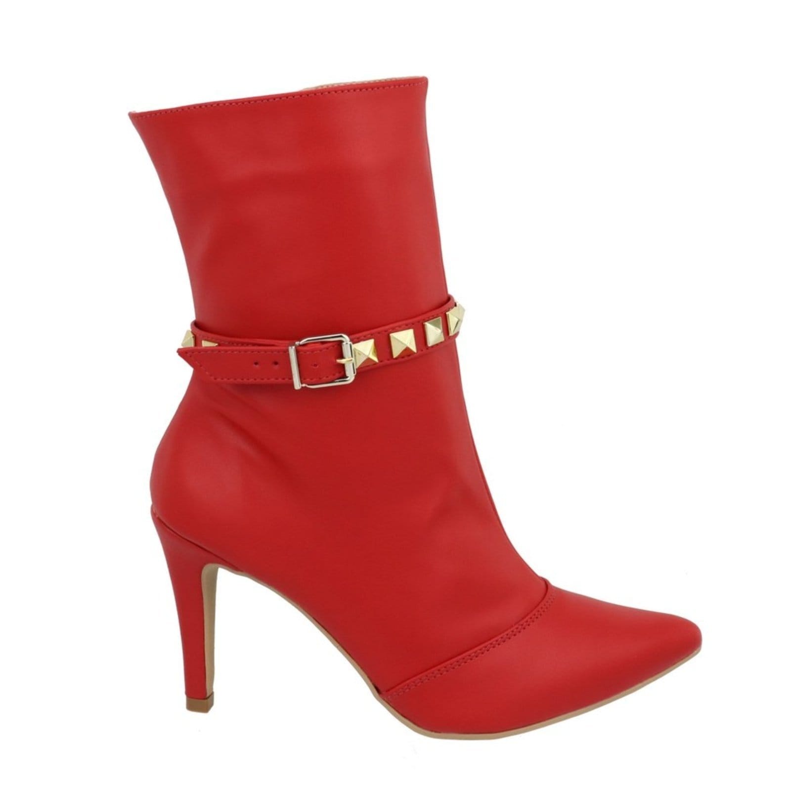 Vista 2 Bota Feminina Cano Médio 1793 Salto Fino Vermelho Ferrari Flor da Pele off-white