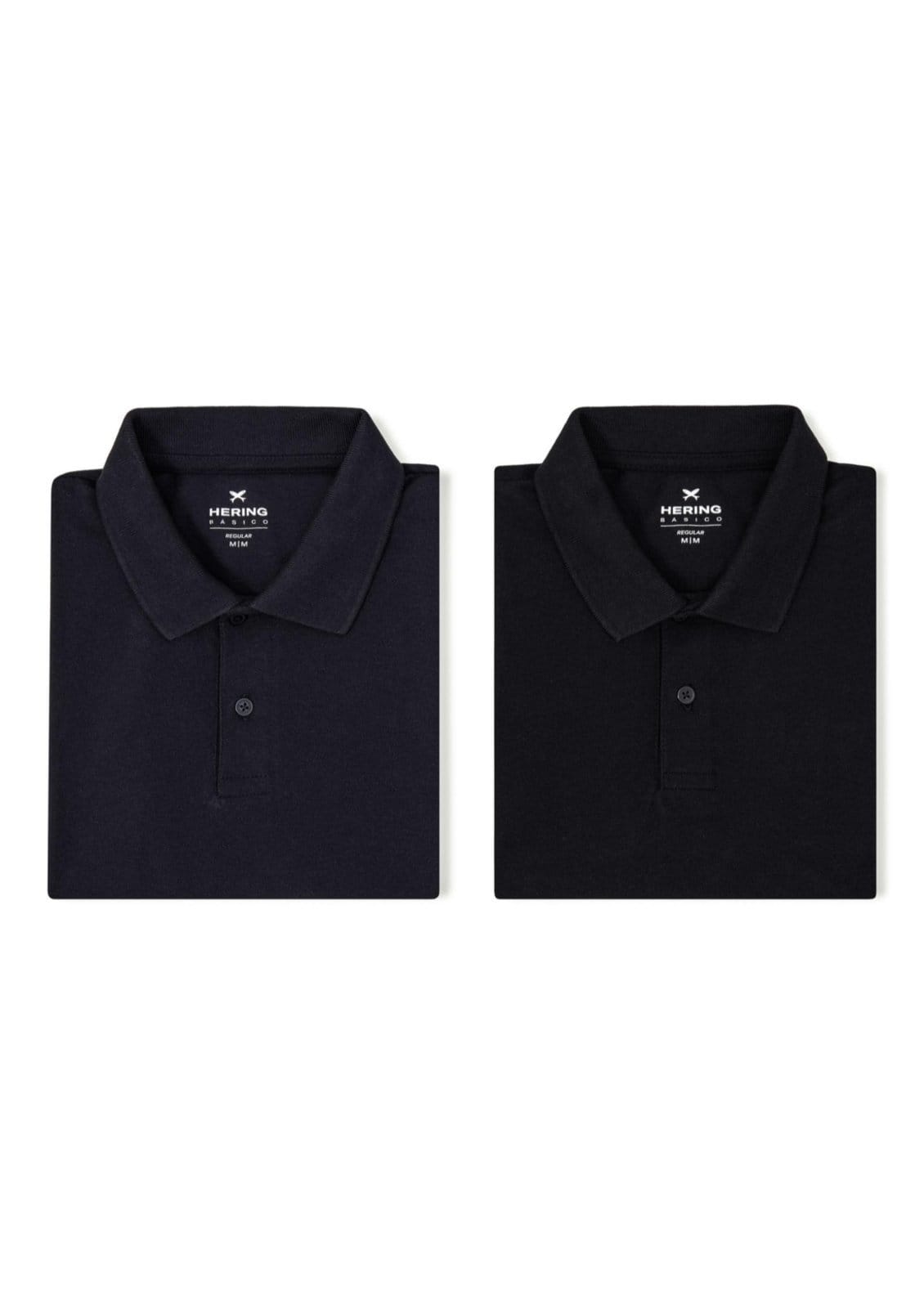 Vista 2 Kit Com 2 Camisas Polo Básicas Masculinas - Preto E Azul Hering preto azul