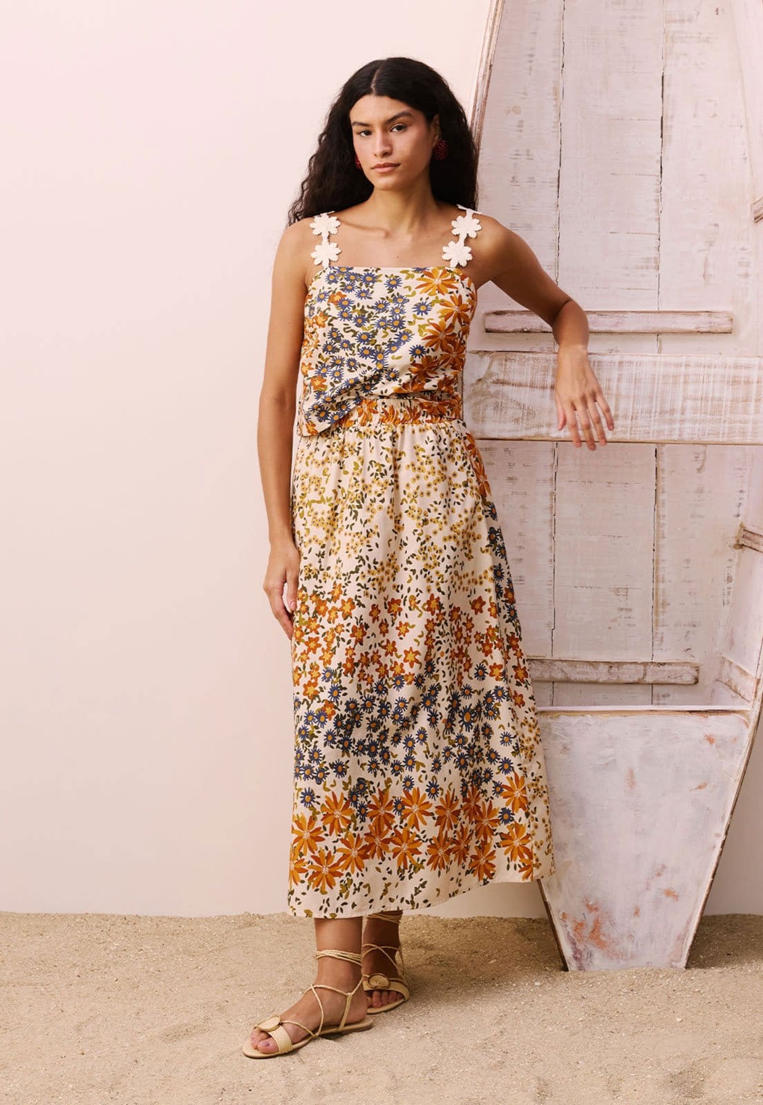 Vista principal Saia CaCay Midi Cós Elástico Off-White CaCay off-white white