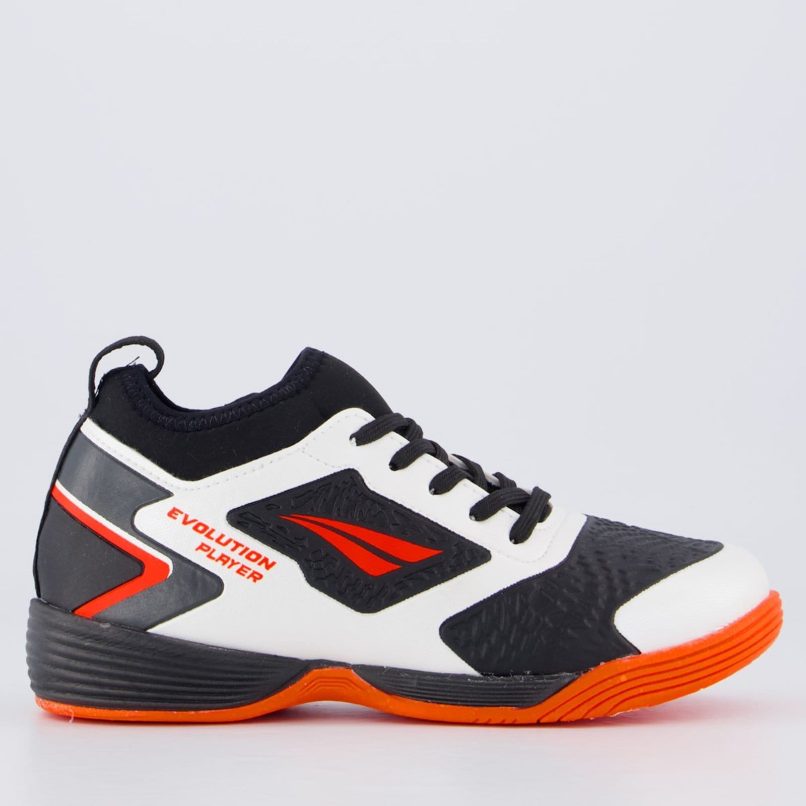 Chuteira Penalty Evolution Player Futsal Juvenil Branca e Coral