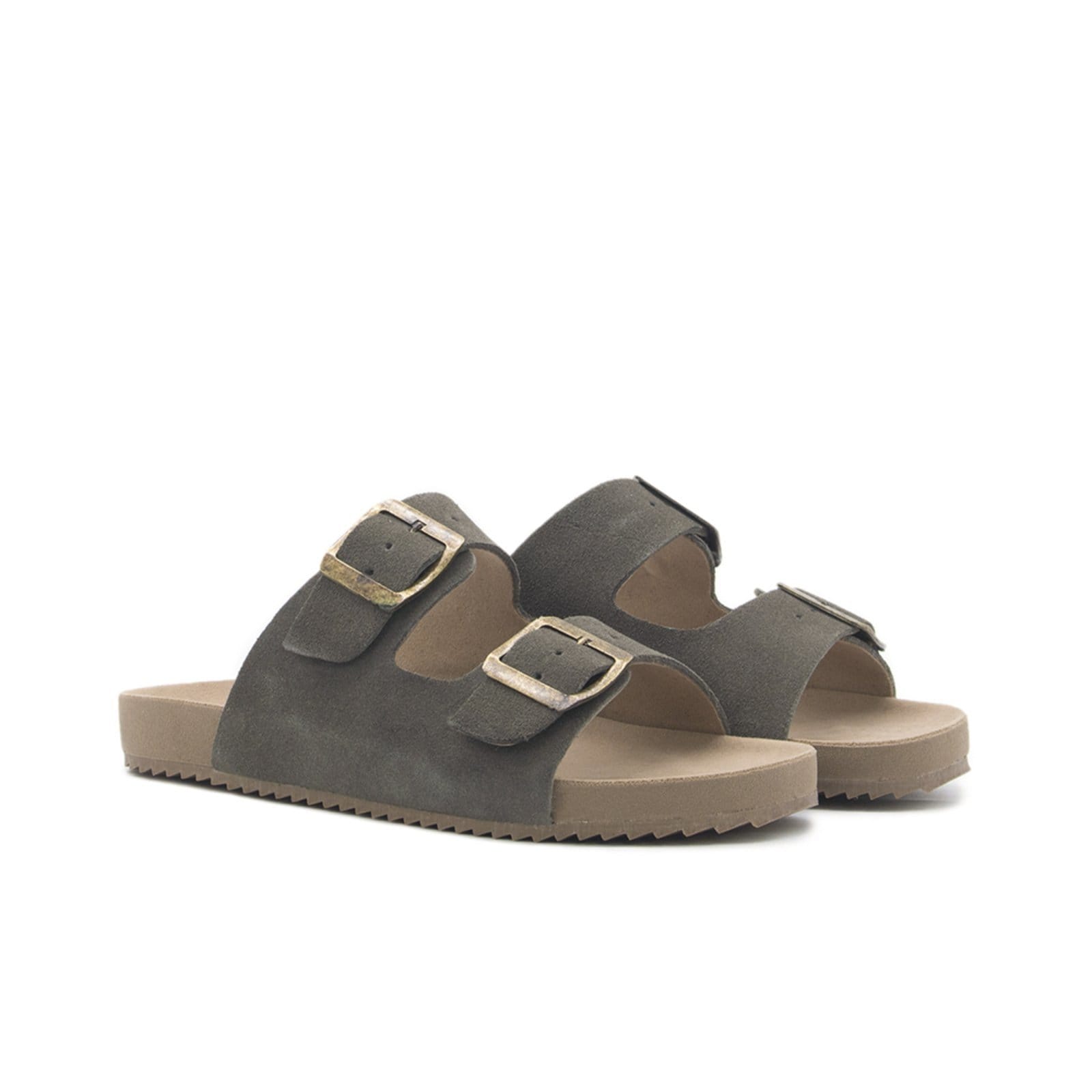 Vista principal Papete Rasteira Sandalia Couro ChumboTellini Store TELLINI STORE cinza