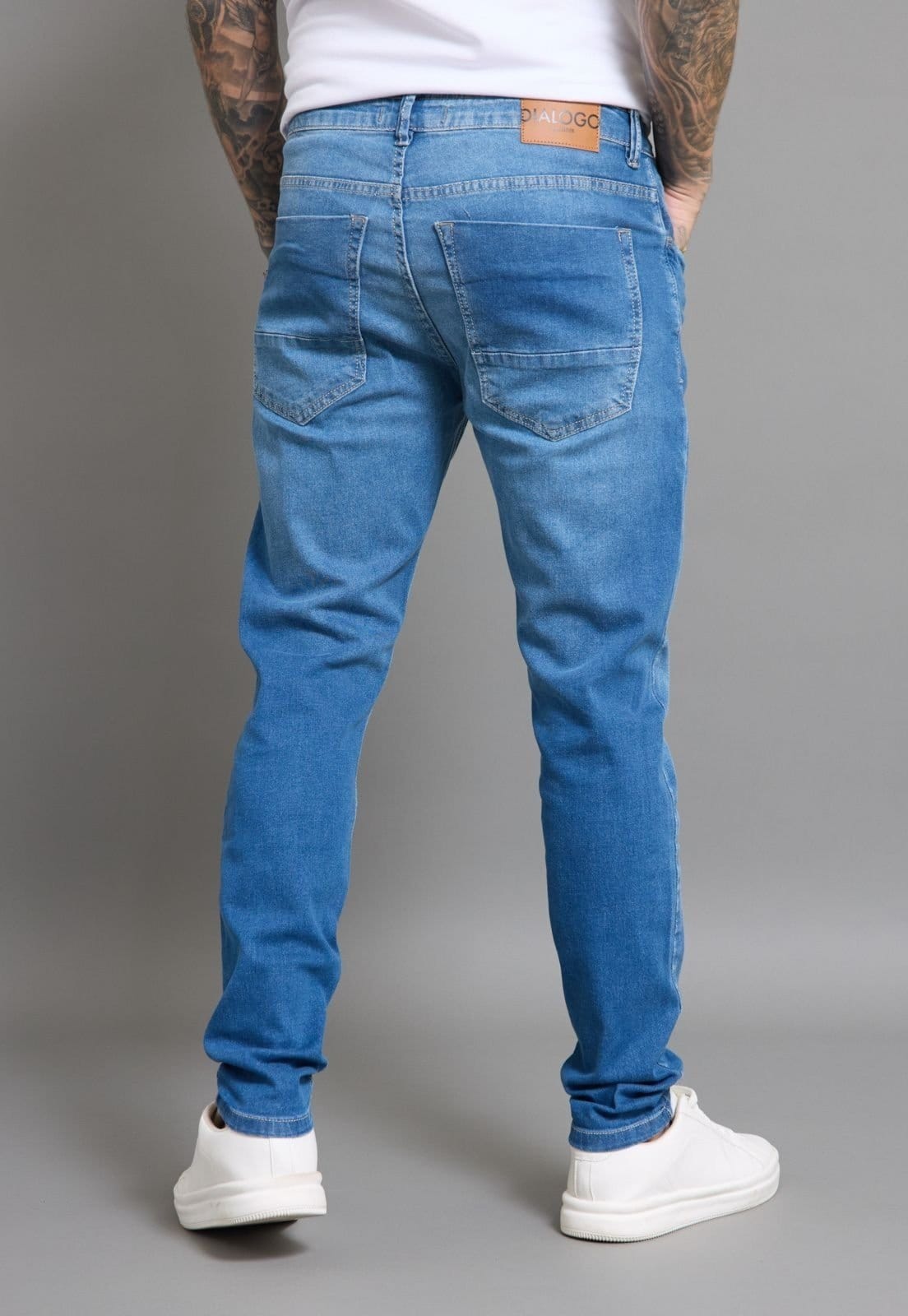 Vista 2 Calça Jeans Skinny Masculina Stretch Essencial Dialogo Dialogo Jeans azul