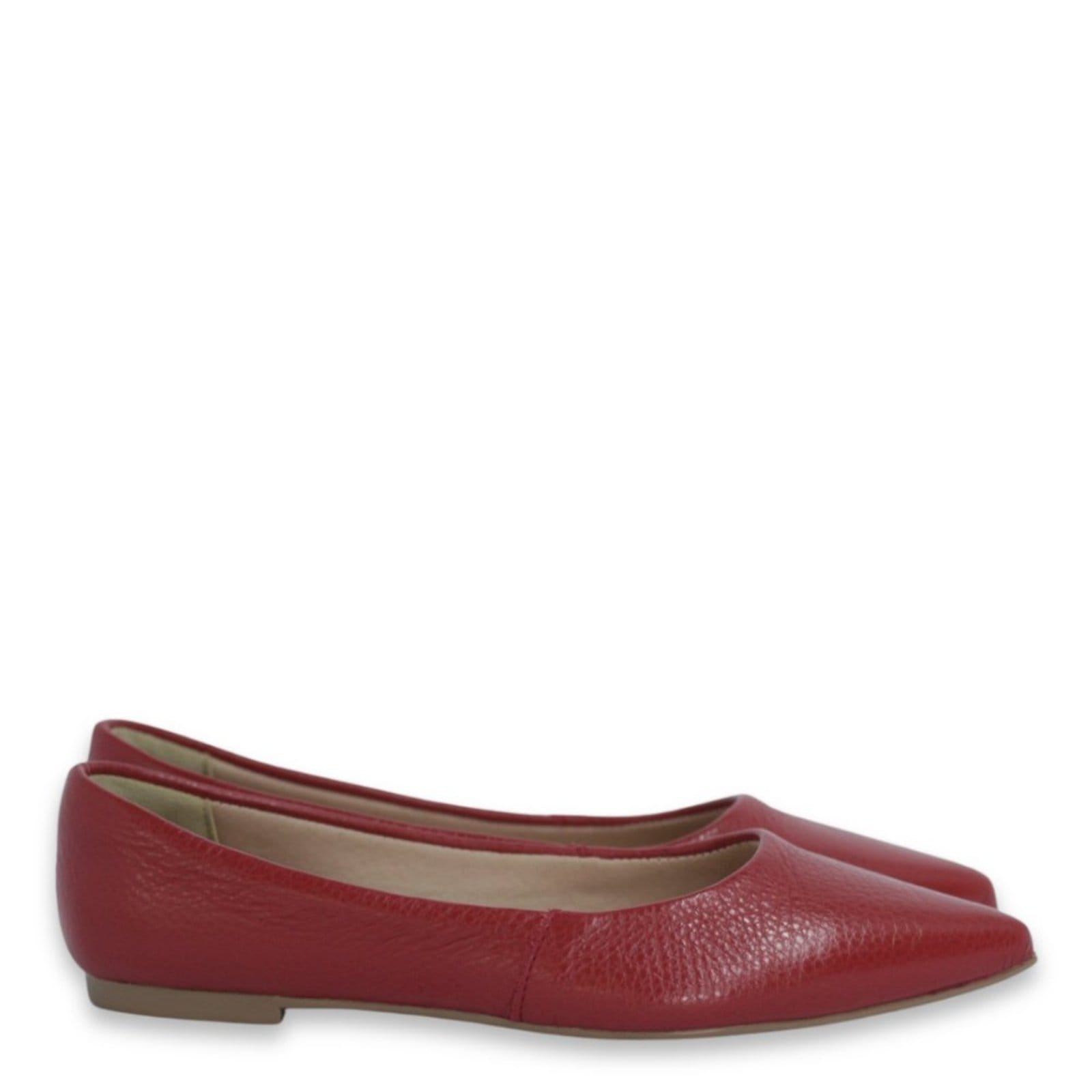 Vista 2 Sapatilha Feminina Bico Fino em Couro Salto Baixo Terracota Spinelli vermelho