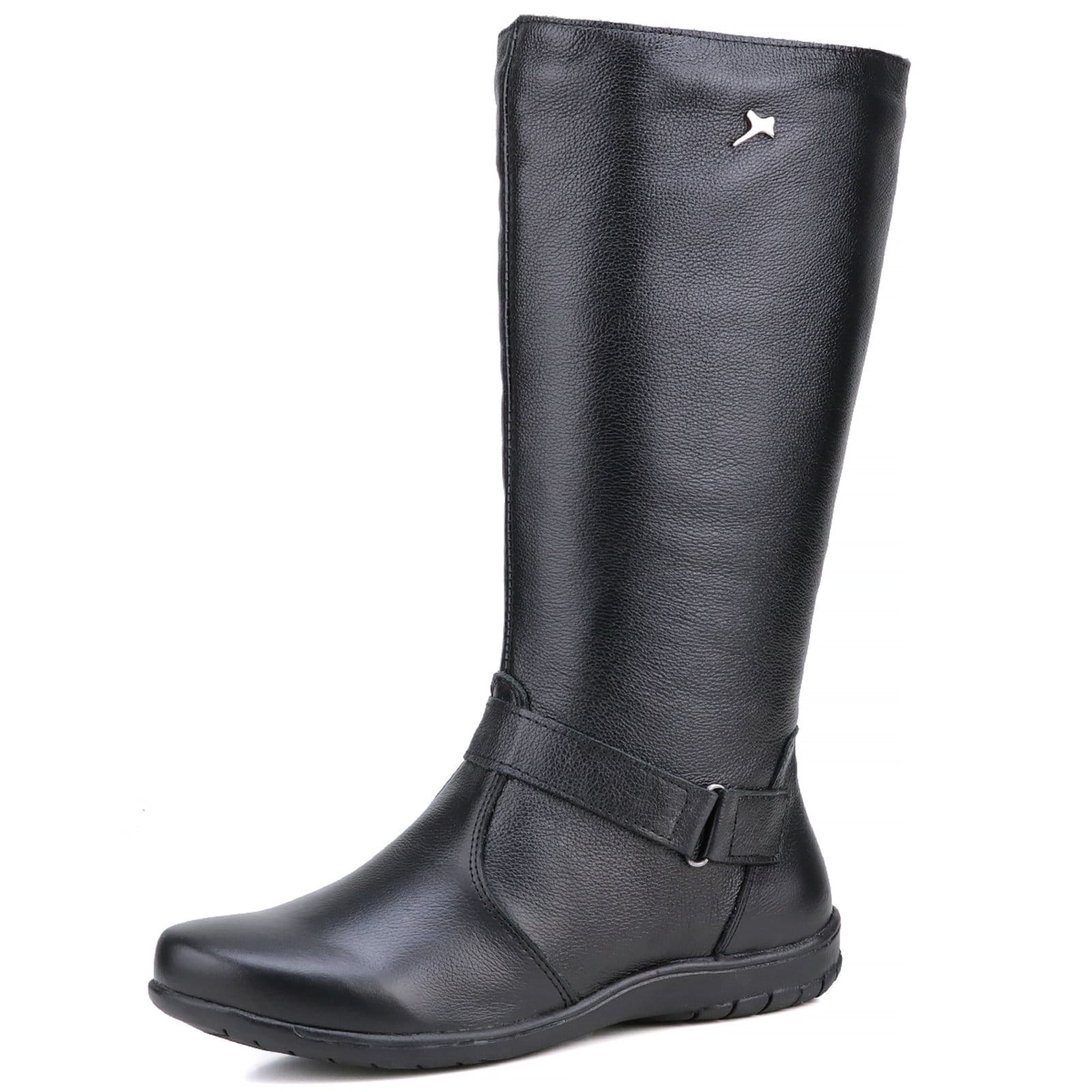 Vista principal Bota Rasteira Mr. Gutt de Couro Cano longo Preta Mr. Gutt preto