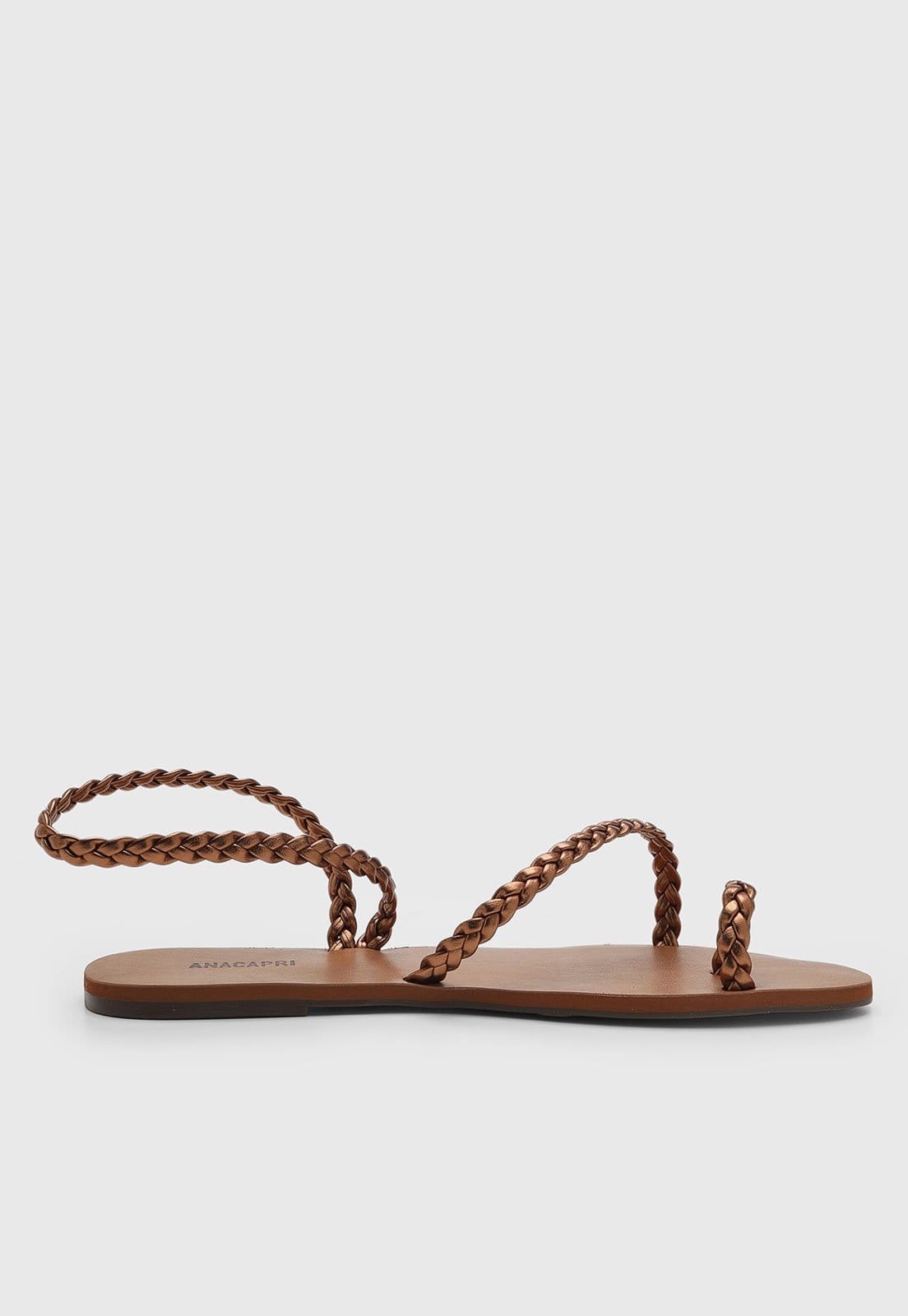 Vista 2 Rasteira Feminina Anacapri Tiras Trançadas Anacapri marrom