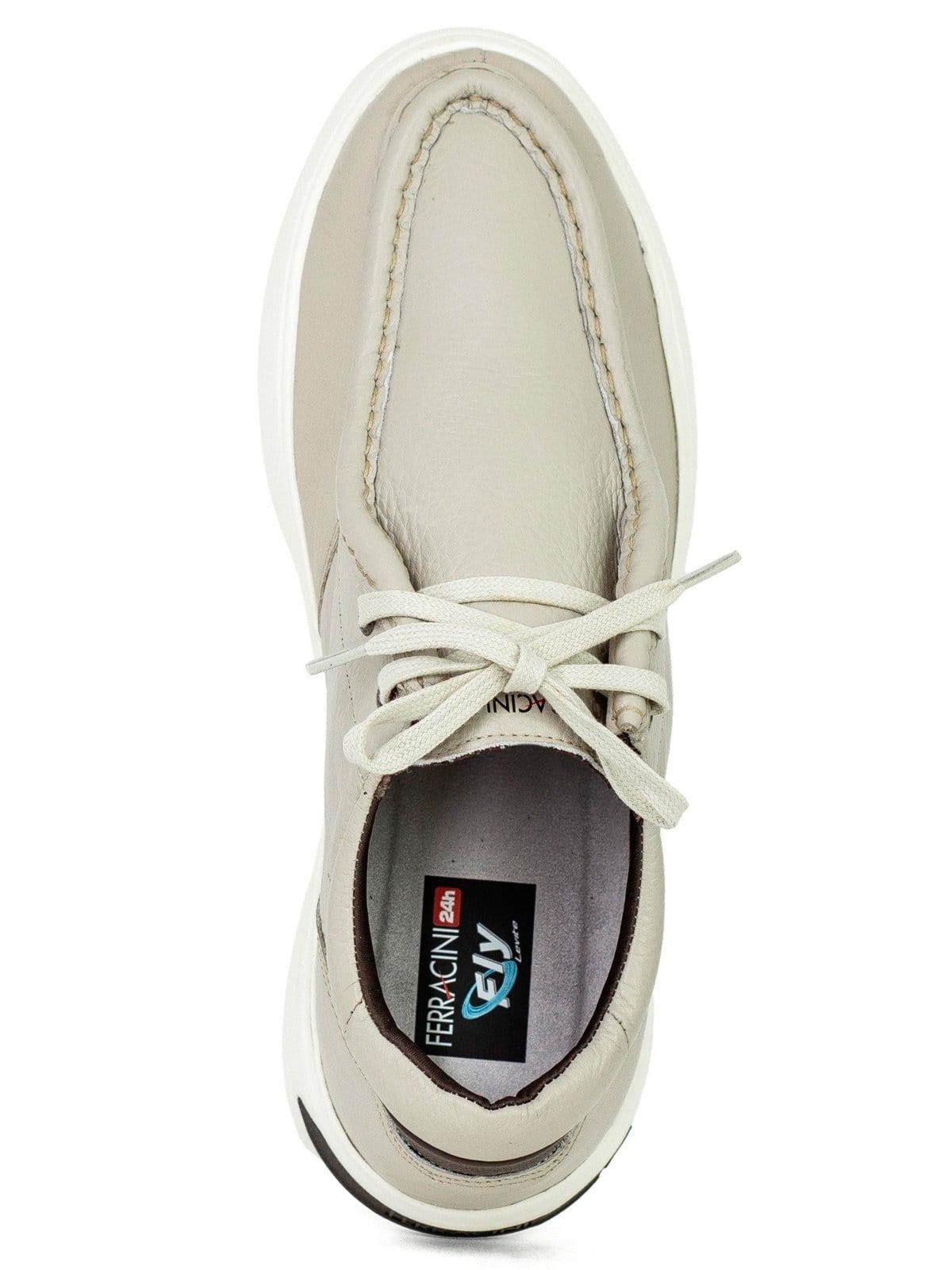 Vista 2 Tênis Masculino Ferracini 24h Buzios Casual Couro Cadarço Dockside Claro FERRACINI cinza