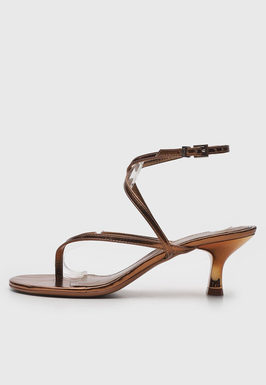 Sandália Feminina Santa Lolla Salto Baixo Tiras Metalizadas