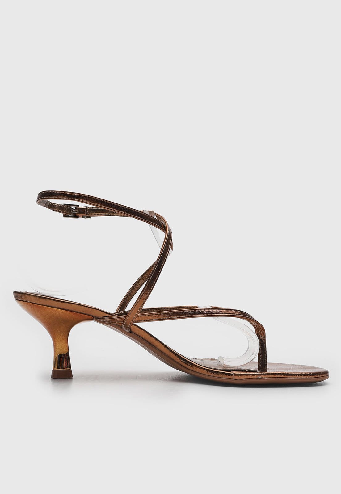 Vista 2 Sandália Feminina Santa Lolla Salto Baixo Tiras Metalizadas Santa Lolla bronze