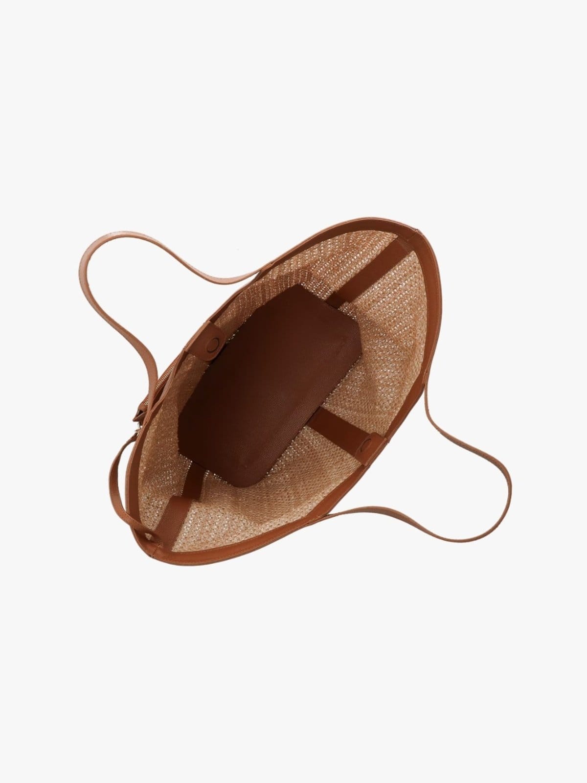 Vista 2 Bolsa Luiza Barcelos Grande Em Couro E Ráfia Luiza Barcelos caramelo