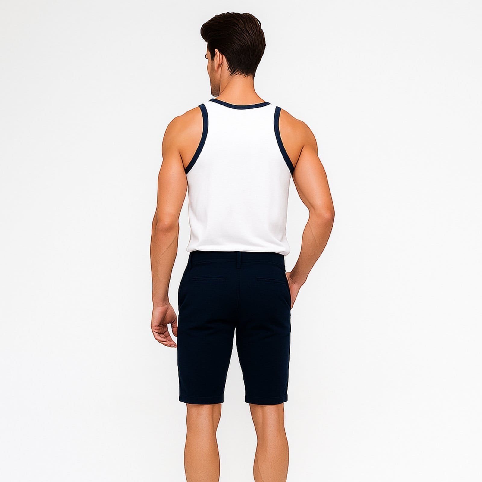 Vista 2 Bermuda Masculina D Bell Outlet Fashion Sarja D BELL OUTLET FASHION preto