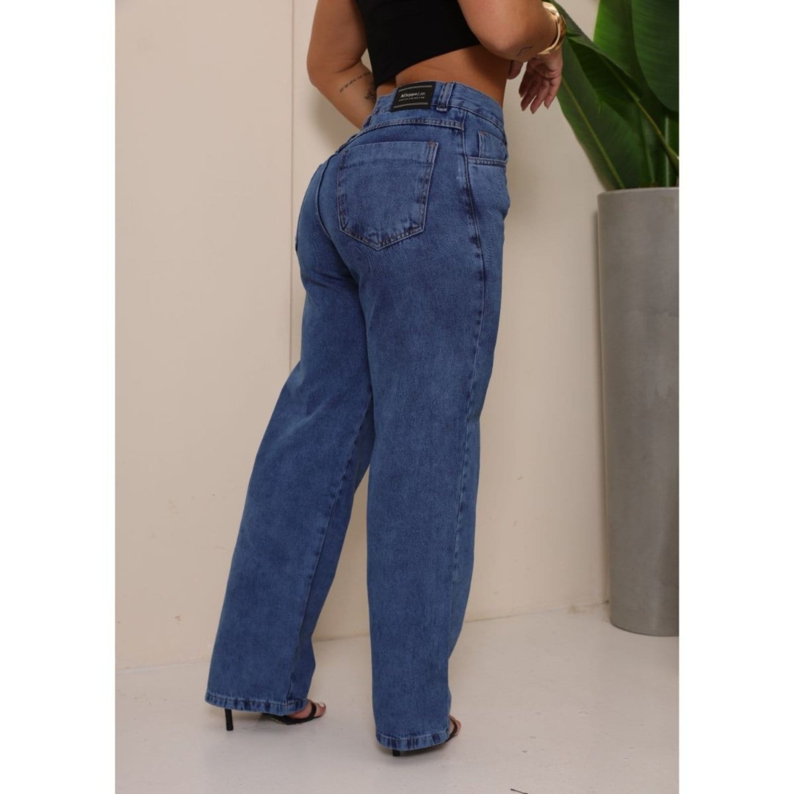 Vista 2 Calça Feminina Loka Super Balão Bag Boca Larga Streetwear Jeans Loka azul/jeans