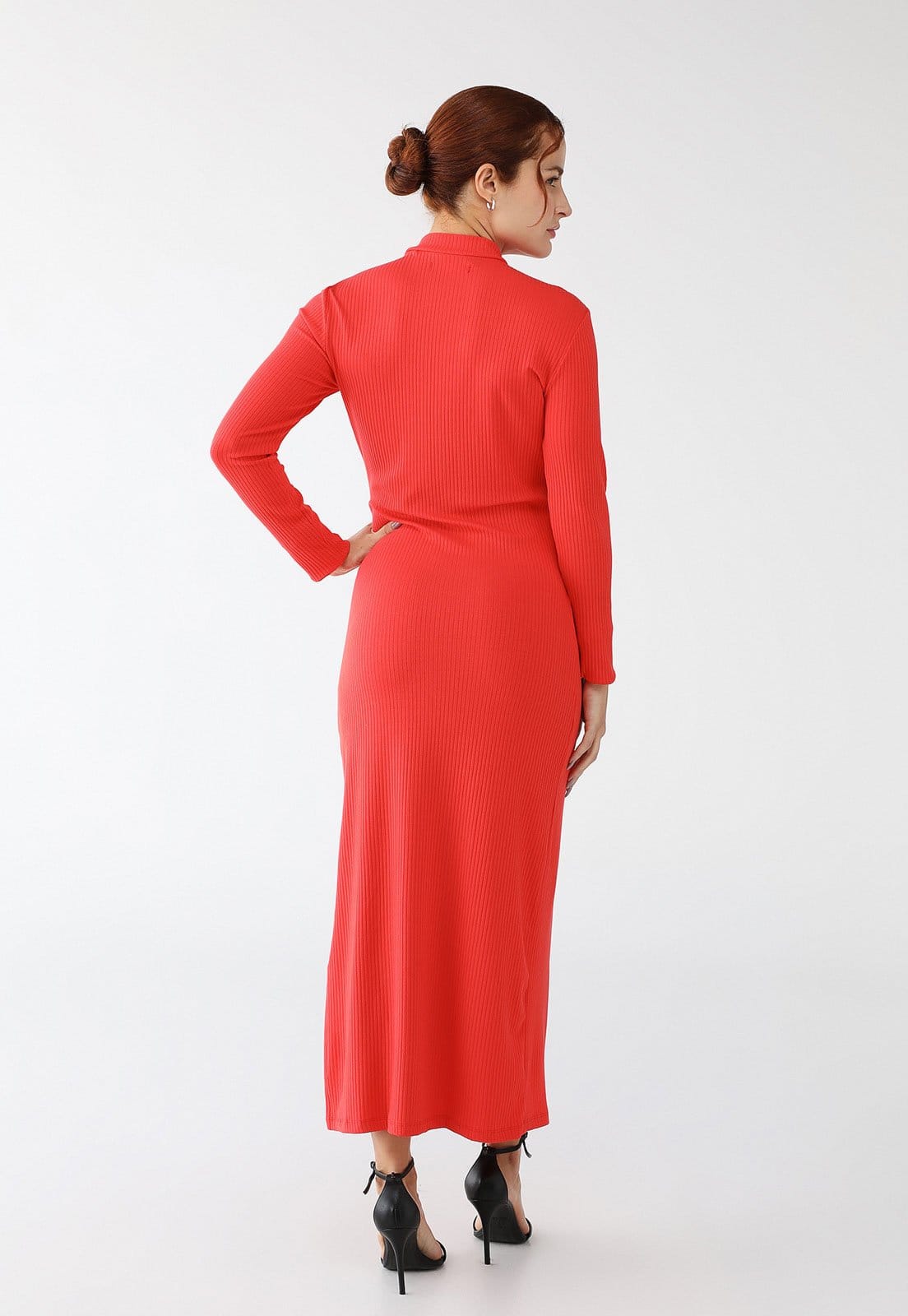 Vista 2 Vestido Canelado Colcci Reto Colcci vermelho