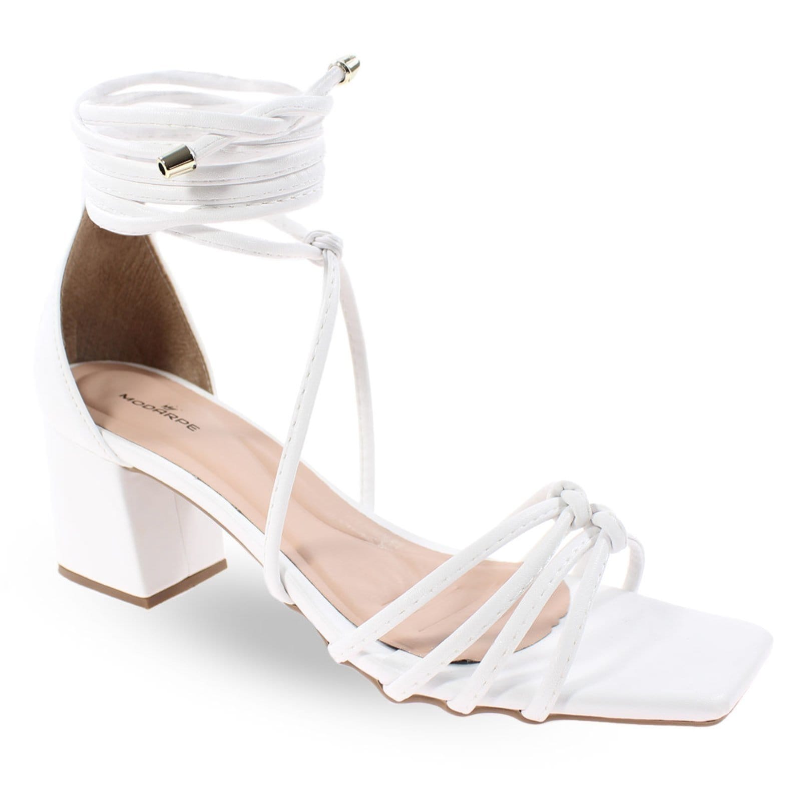 Vista 2 Sandália Modarpe Salto Baixo Bloco Amarração B48 Modarpe branco
