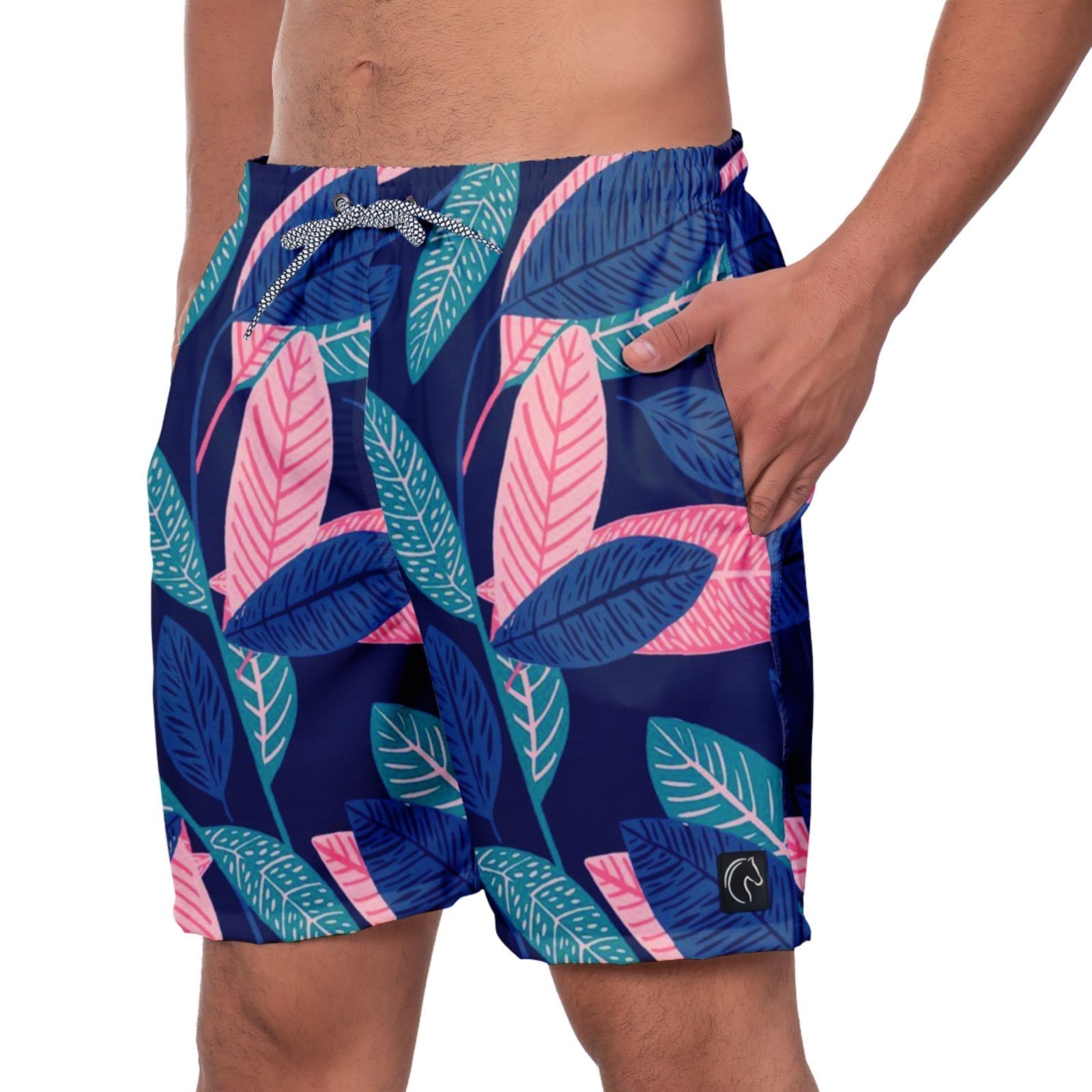 Vista principal Short Masculino Tactel Secagem Rápida Com Bolsos Laterais Confortável Moda Praia Casual Treino Academia W2 Flowers W2 STORE azul/azul marinho/branco/camuflado/estampado/floral/lilás/multicolorido/roxo
