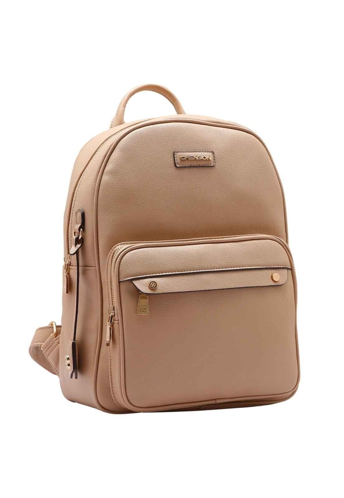 Vista principal Mochila Feminina Chenson Original Detalhe Chic Costas 8484983 Chenson bege