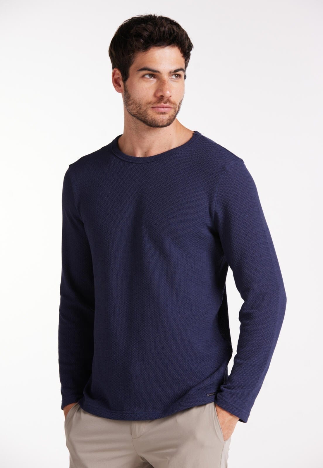 Vista 2 Blusa Slim Malha Tricot Traymon Marinho Traymon azul marinho