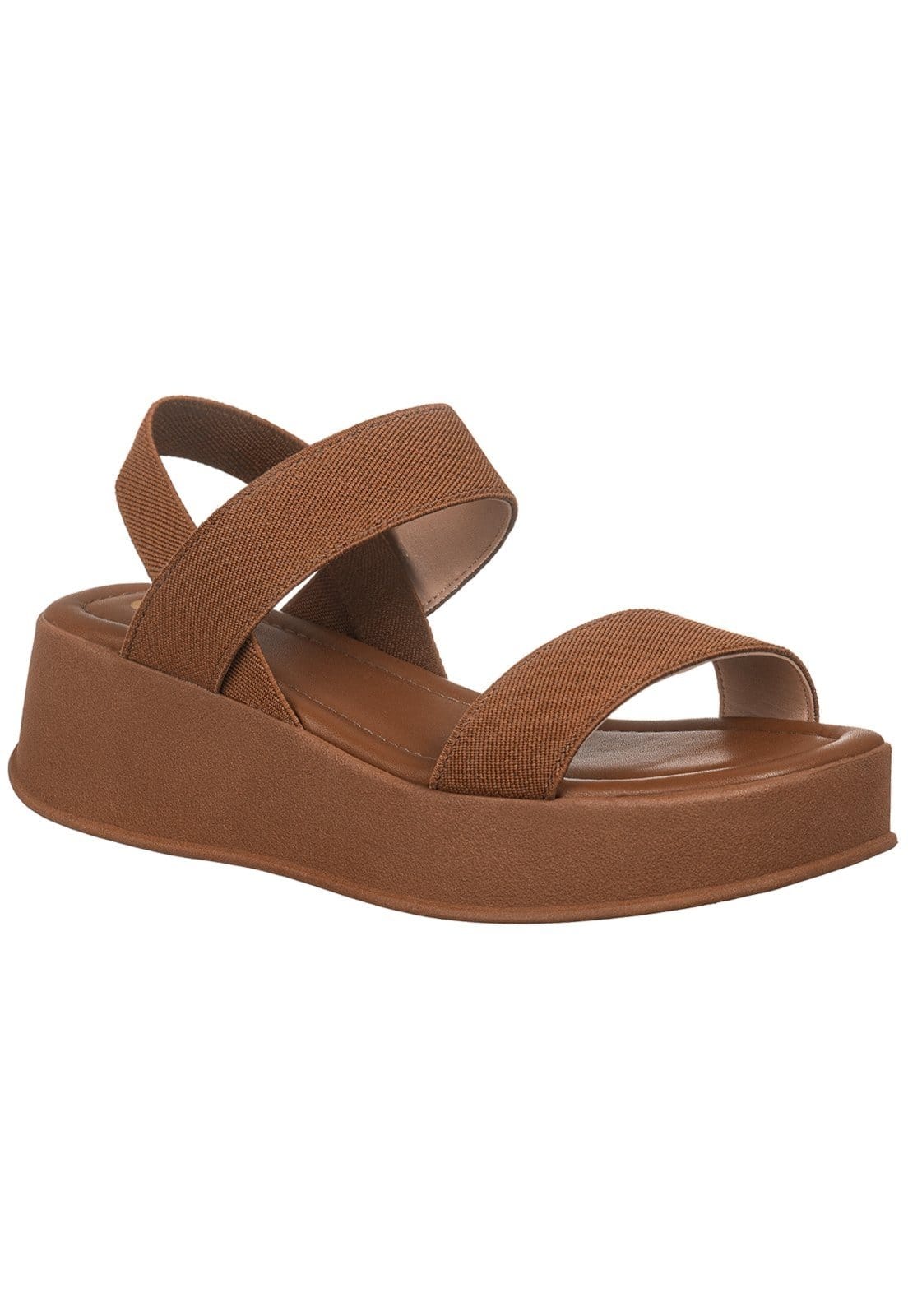 Vista 2 Sandália Feminina GiGiL Flatform Plataforma Tiras Elástico Casual Moderna Gigil caramelo
