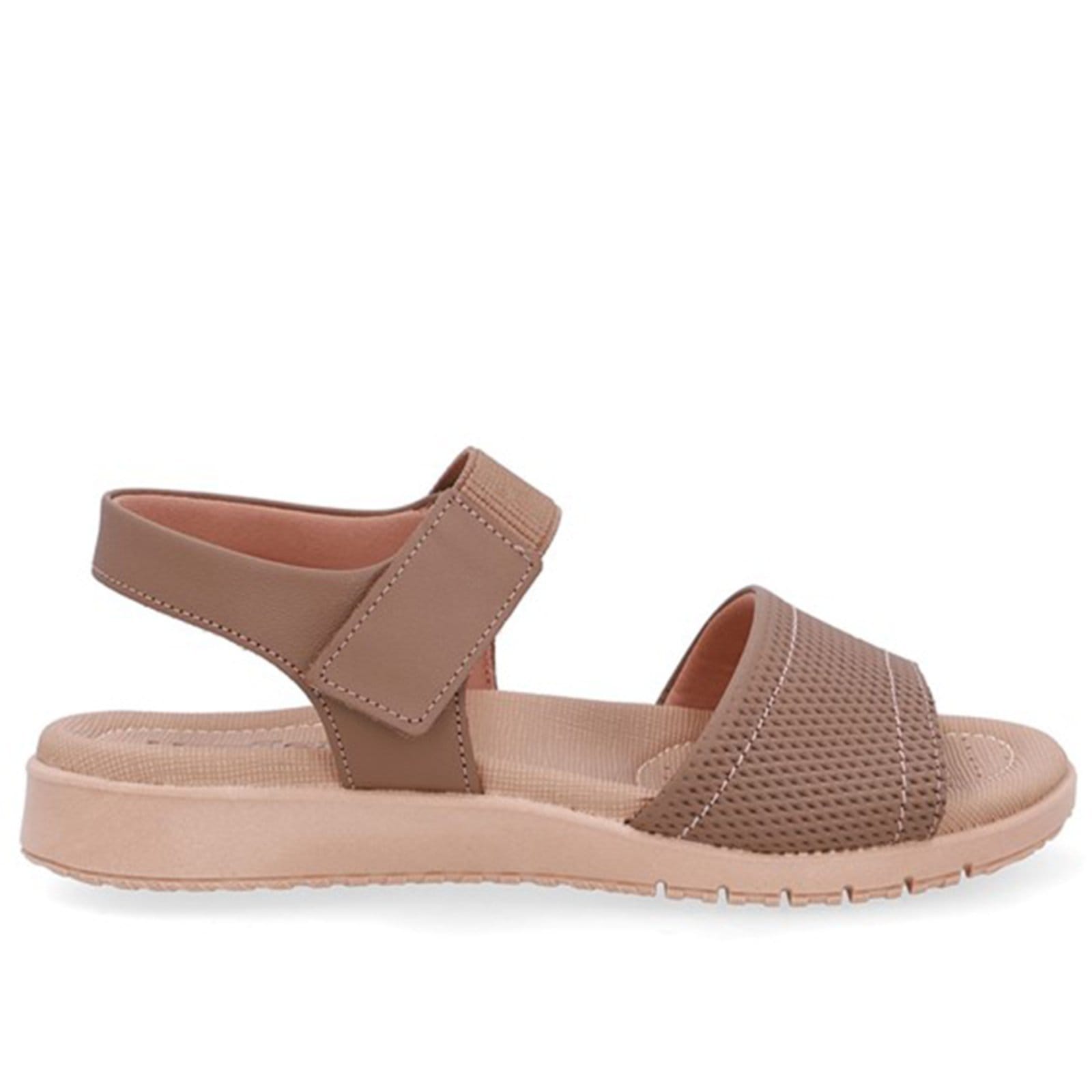 Sandália Salto Baixo Couro Fecho-Flex