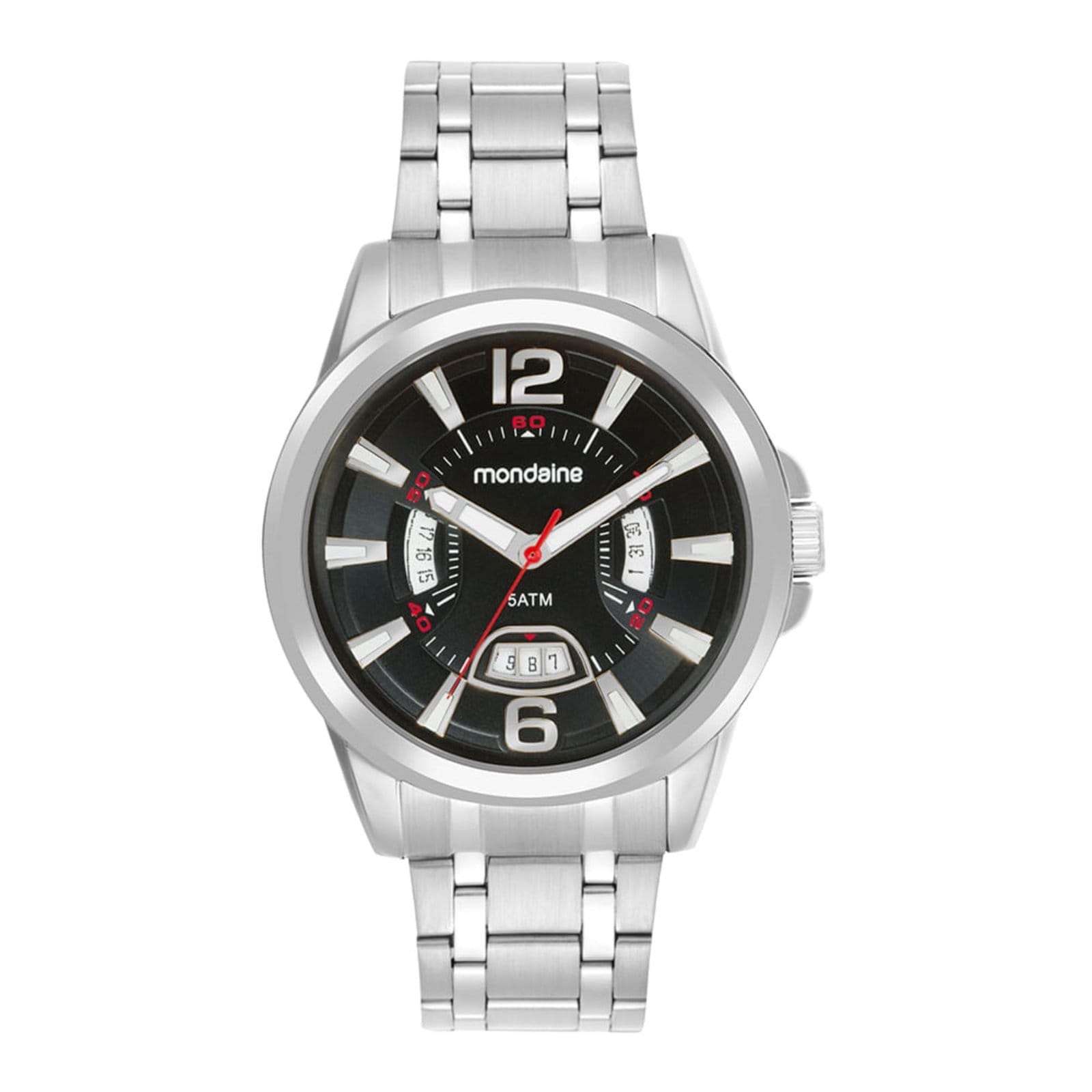 Relógio Masculino Mondaine Calendário Mostrador Preto