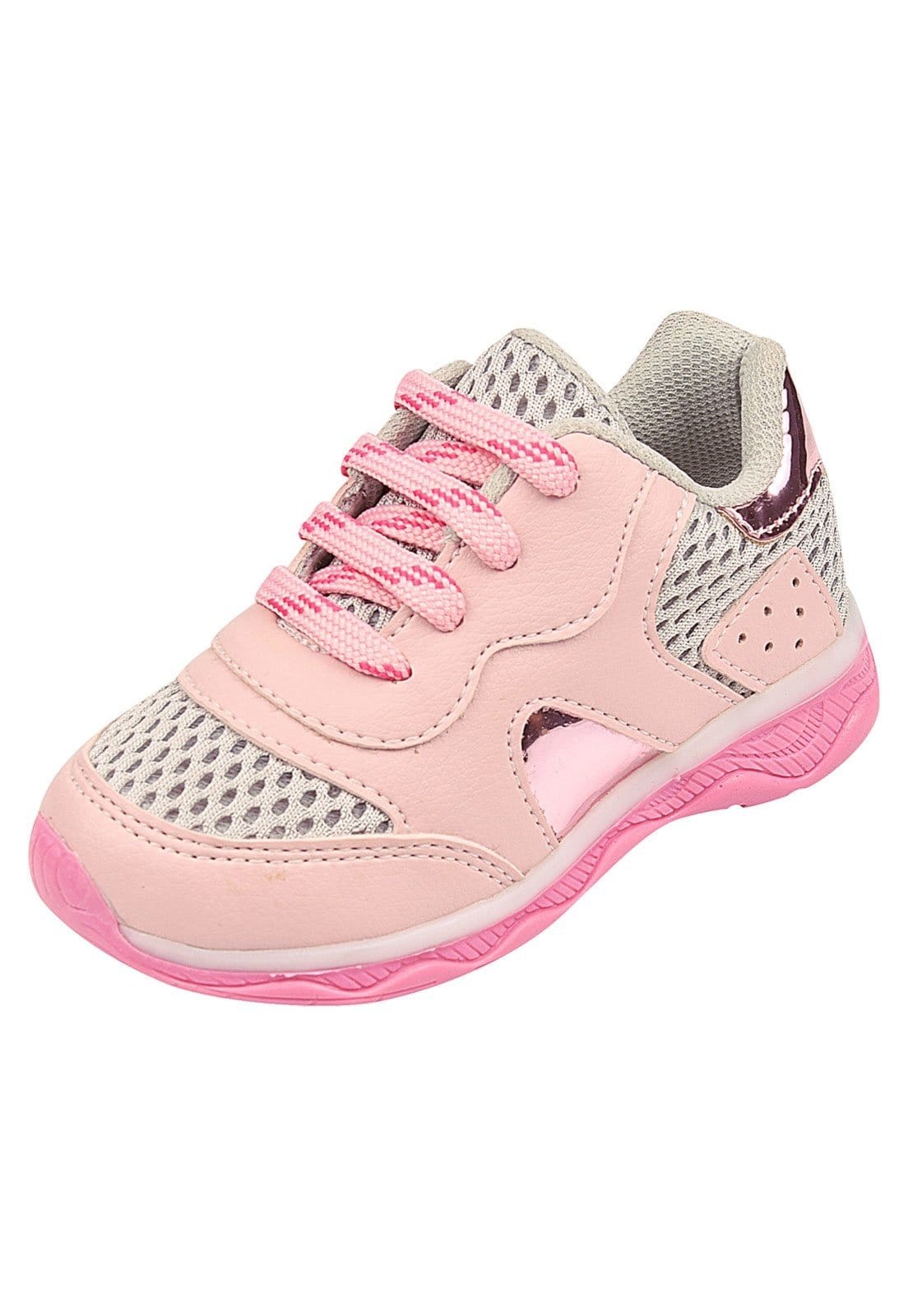 Vista 2 Infantil - kit 2 Pares tênis Solzim led Cinza e Pink Solzim cinza pink