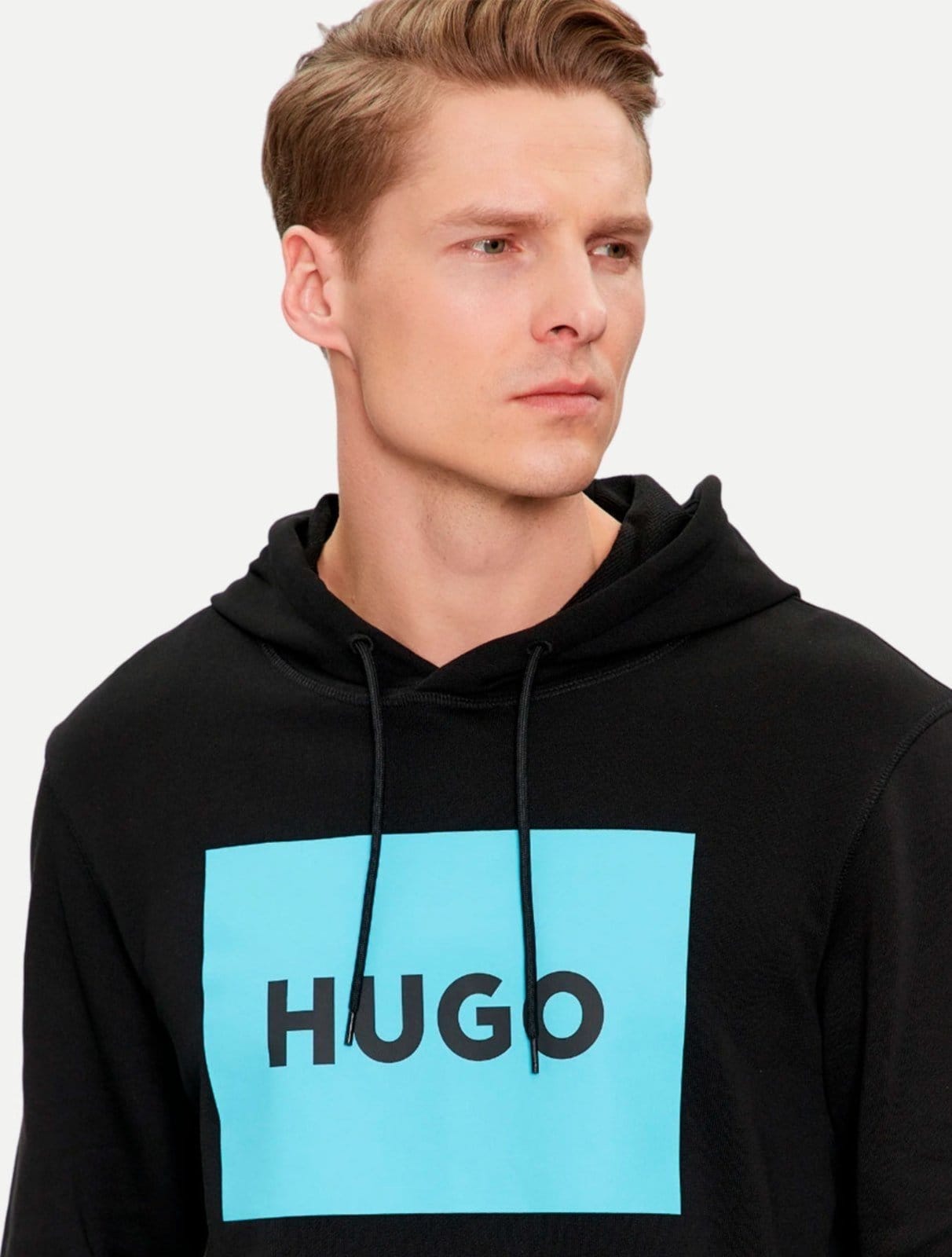 Vista 2 Blusa Hugo Boss Masculina Moletom Regular Duratschi 223 Preto Celeste Hugo Boss azul