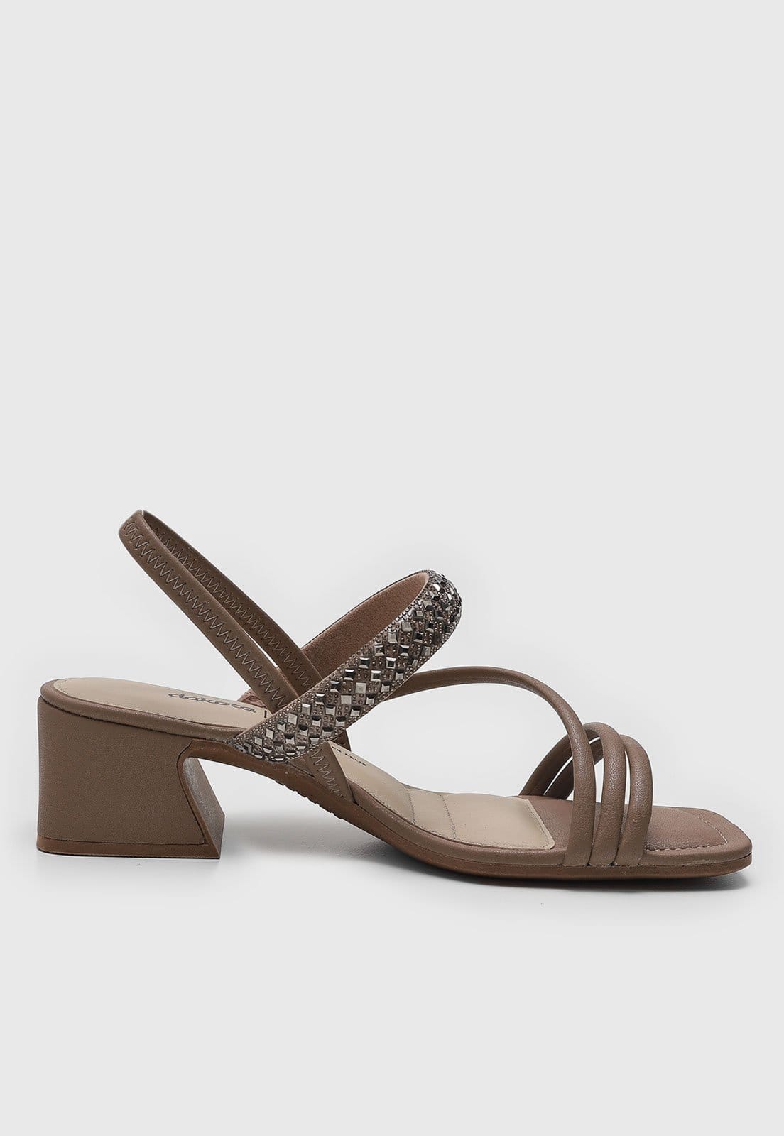 Vista 2 Sandália Feminina Dakota Tiras com Pedrarias Salto Bloco Dakota marrom