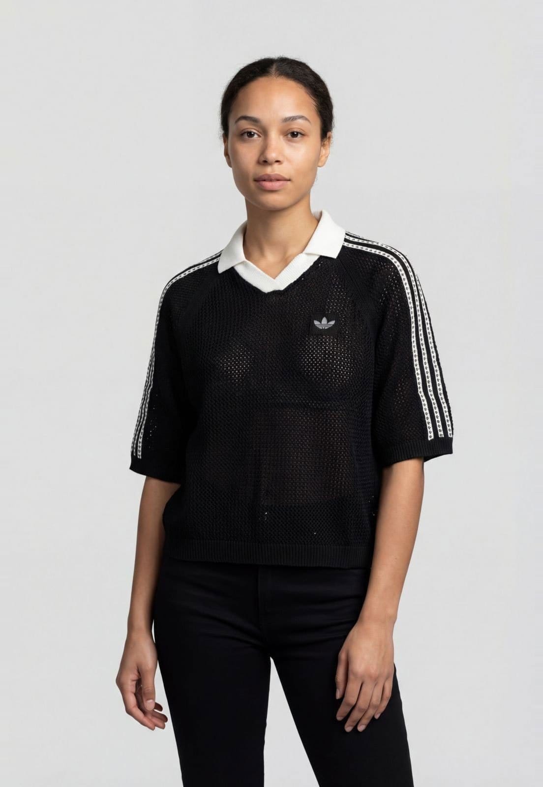 Camisa Feminina adidas Originals Crochet Polo Preta