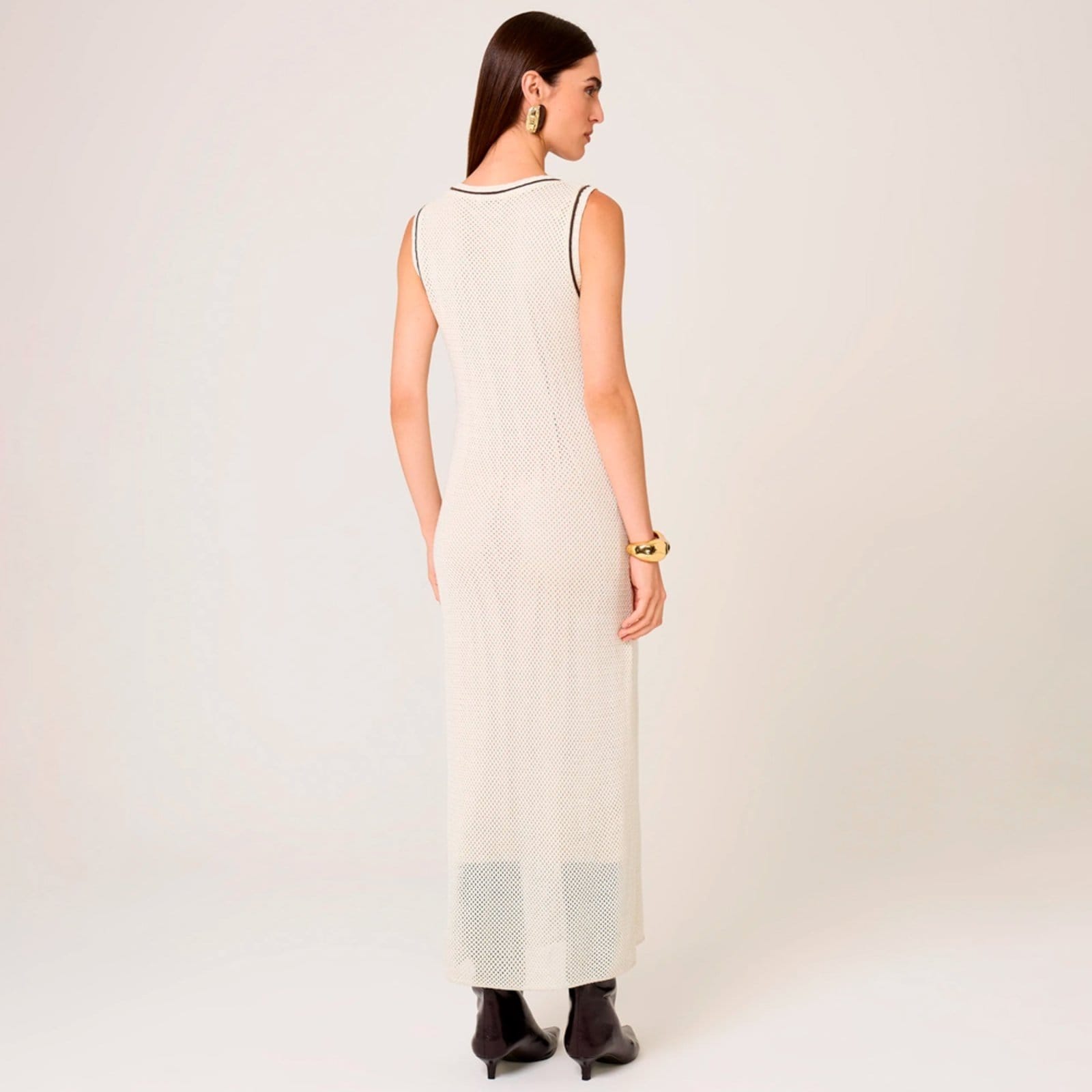 Vista 2 Vestido Dudalina Estela Maris Ou26 Feminino Dudalina bege