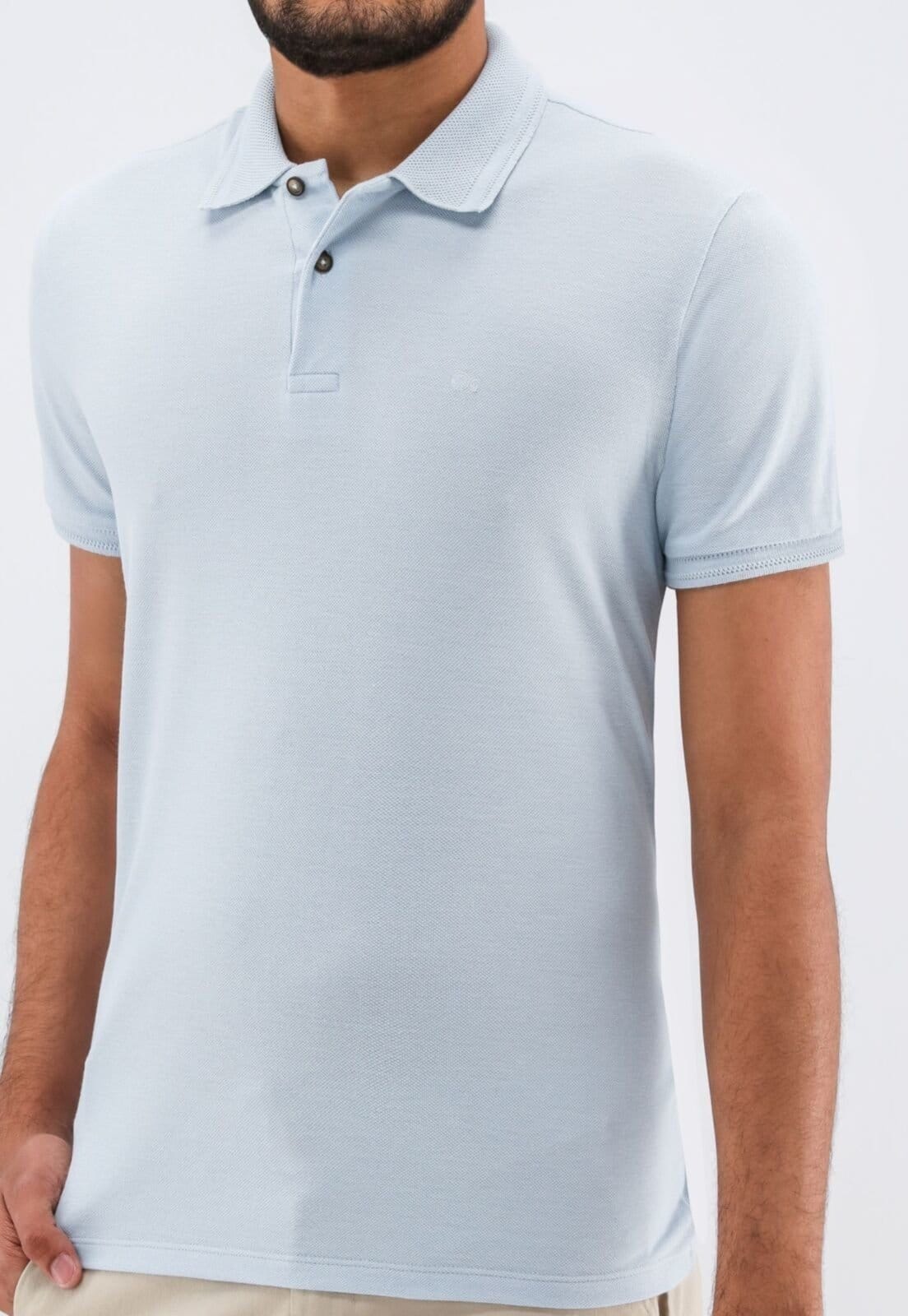 Vista 2 Camisa Polo Basica Piquet Duplo Ogochi Slim Fit Azul Claro Ogochi amarelo azul