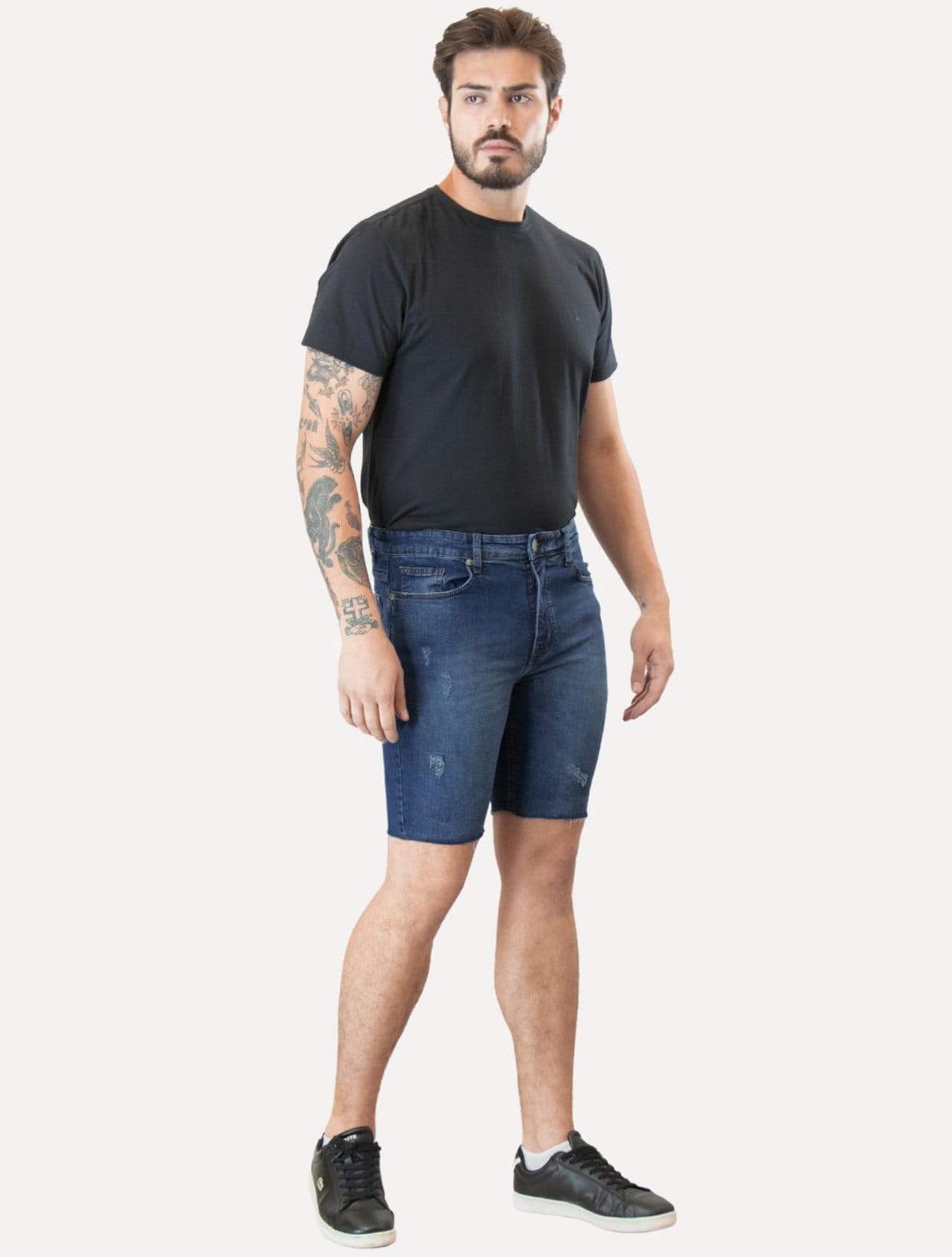 Vista 2 Bermuda Guess Jeans Masculina Inter Refile Médio Guess azul